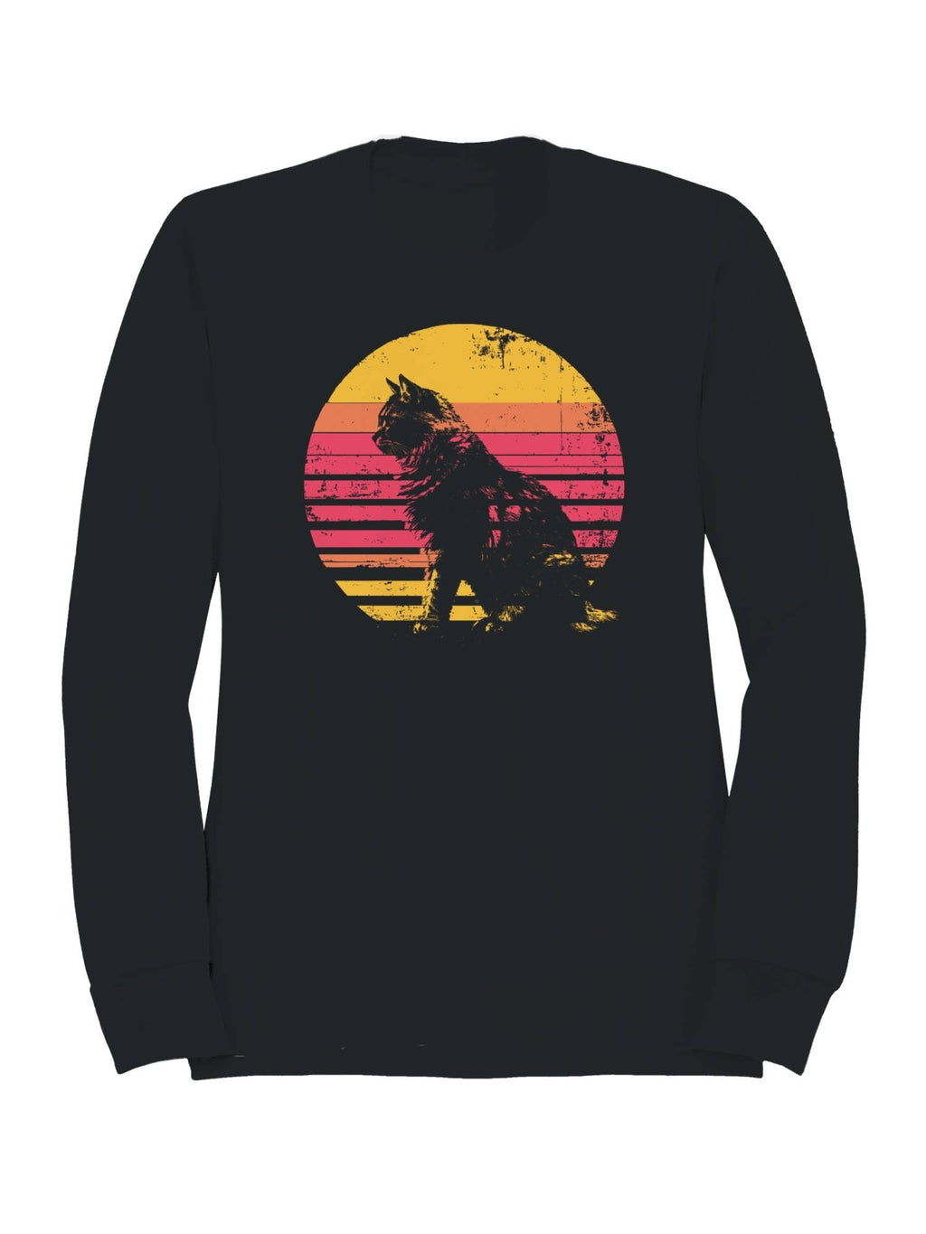 Retro Sunset Cat Silhouette Art Men's - Adult & Kids T-Shirts, Sweatshirts & Hoodies apparel design preview 1