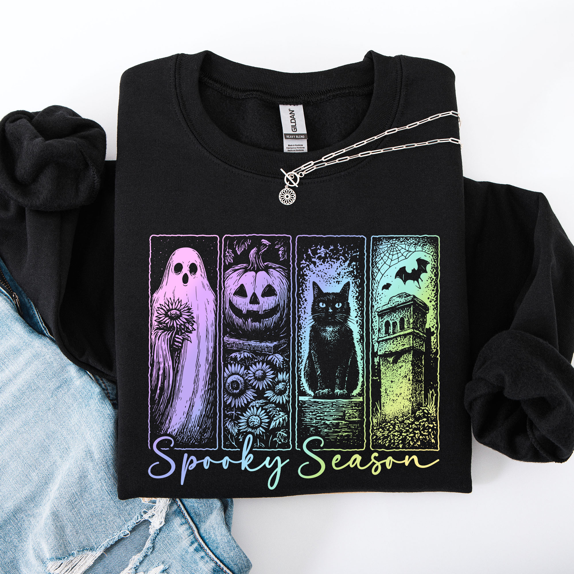 Spooky Season Pastel Halloween Horror Night - Adult & Kids T-Shirts, Sweatshirts & Hoodies apparel design preview 1