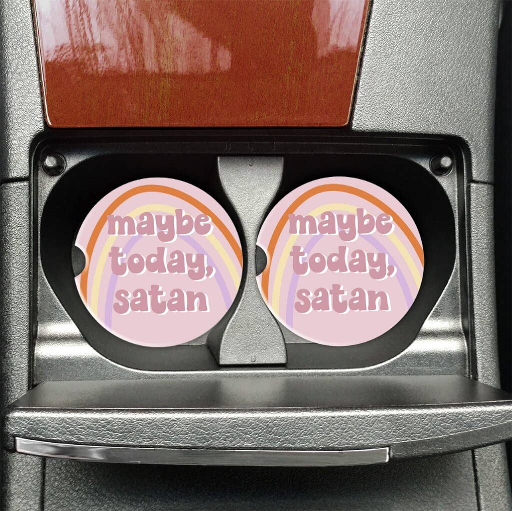 Maybe Today Satan Retro Car Coasters - Adult & Kids T-Shirts, Sweatshirts & Hoodies apparel design preview 1