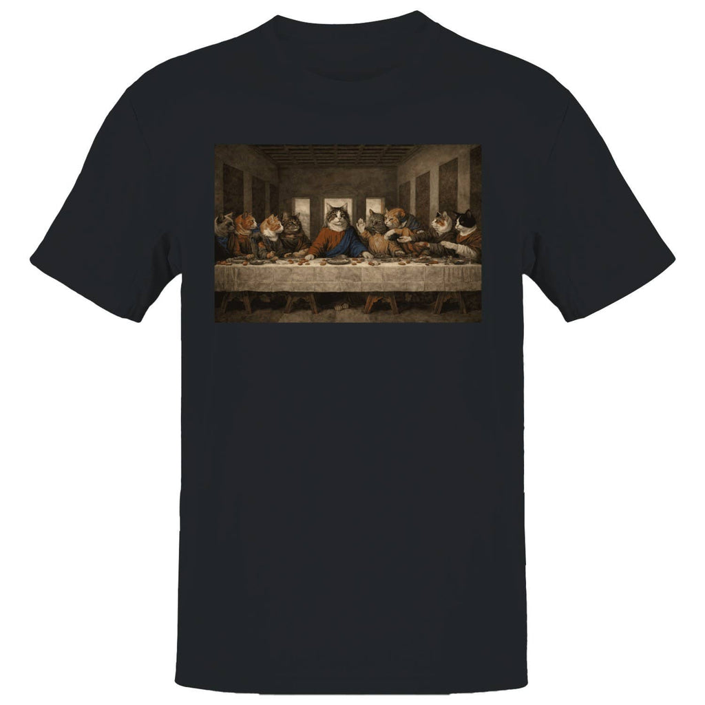 Last Supper Cat Parody Men's Black - Adult & Kids T-Shirts, Sweatshirts & Hoodies apparel design preview 1