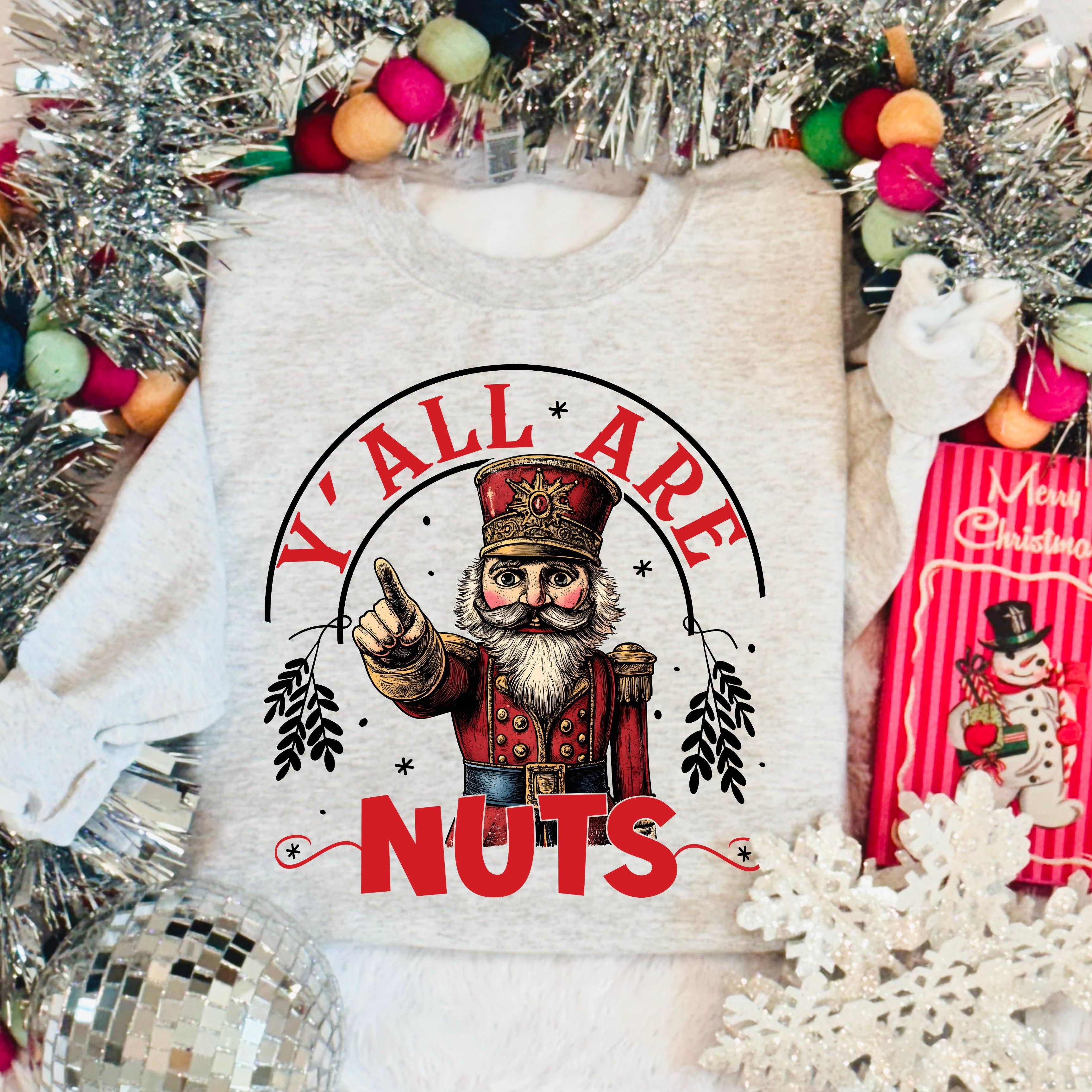 Yall Are Nuts Christmas 2025 Graphic Gildan - Adult & Kids T-Shirts, Sweatshirts & Hoodies apparel design preview 1