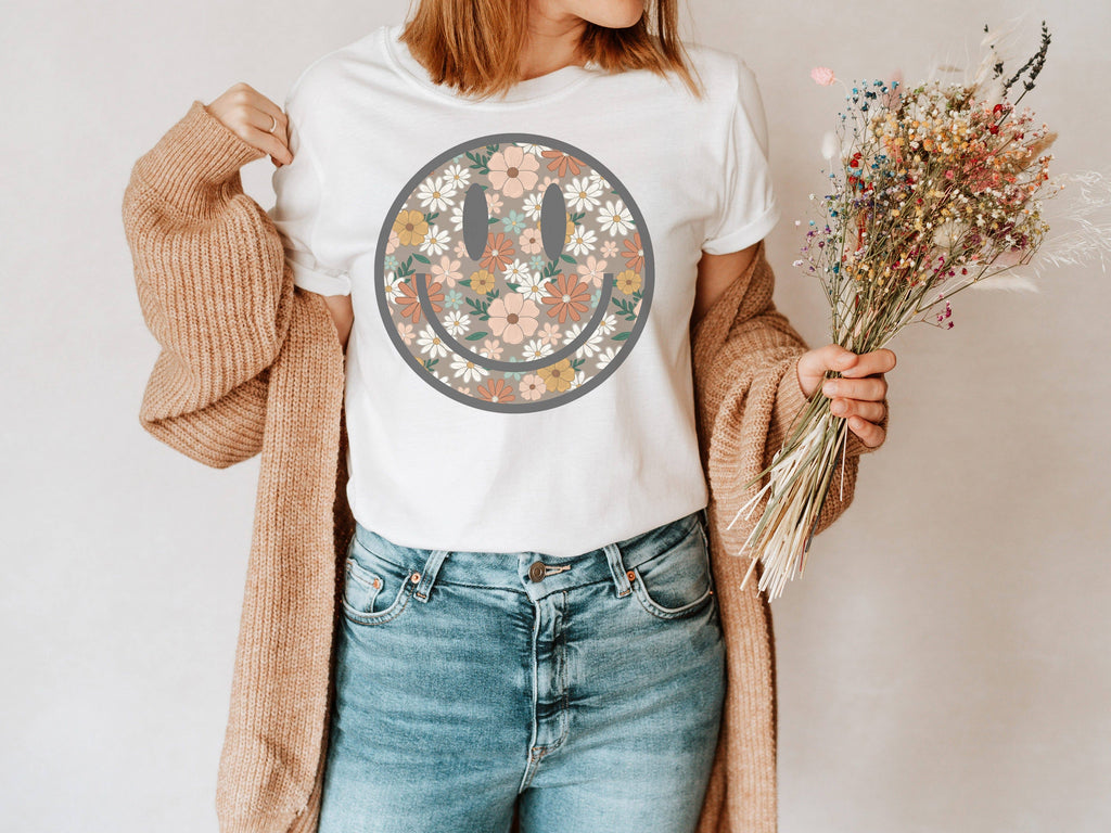 Floral Happy Face - Adult & Kids T-Shirts, Sweatshirts & Hoodies apparel design preview 1
