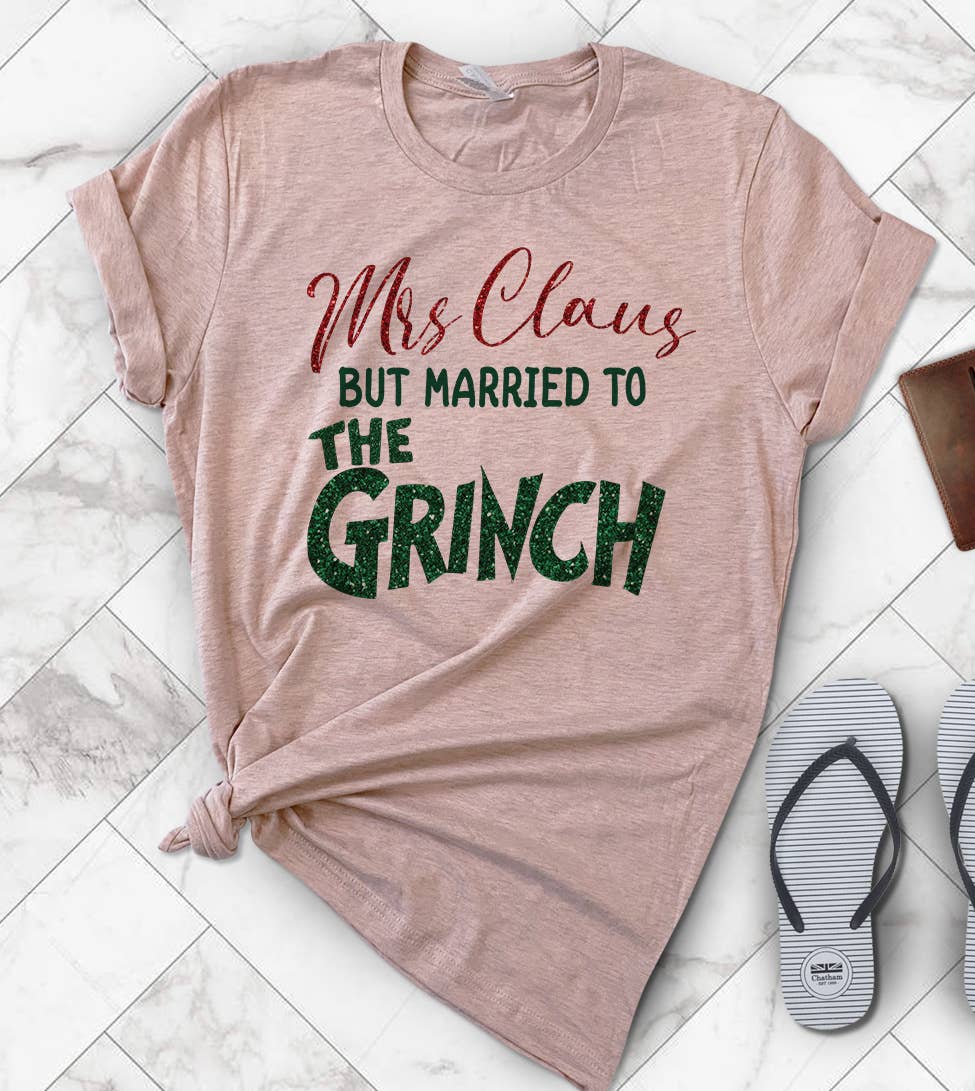 Mrs. Claus But Married To the Grinch Christmas - Adult & Kids T-Shirts, Sweatshirts & Hoodies apparel design preview 1