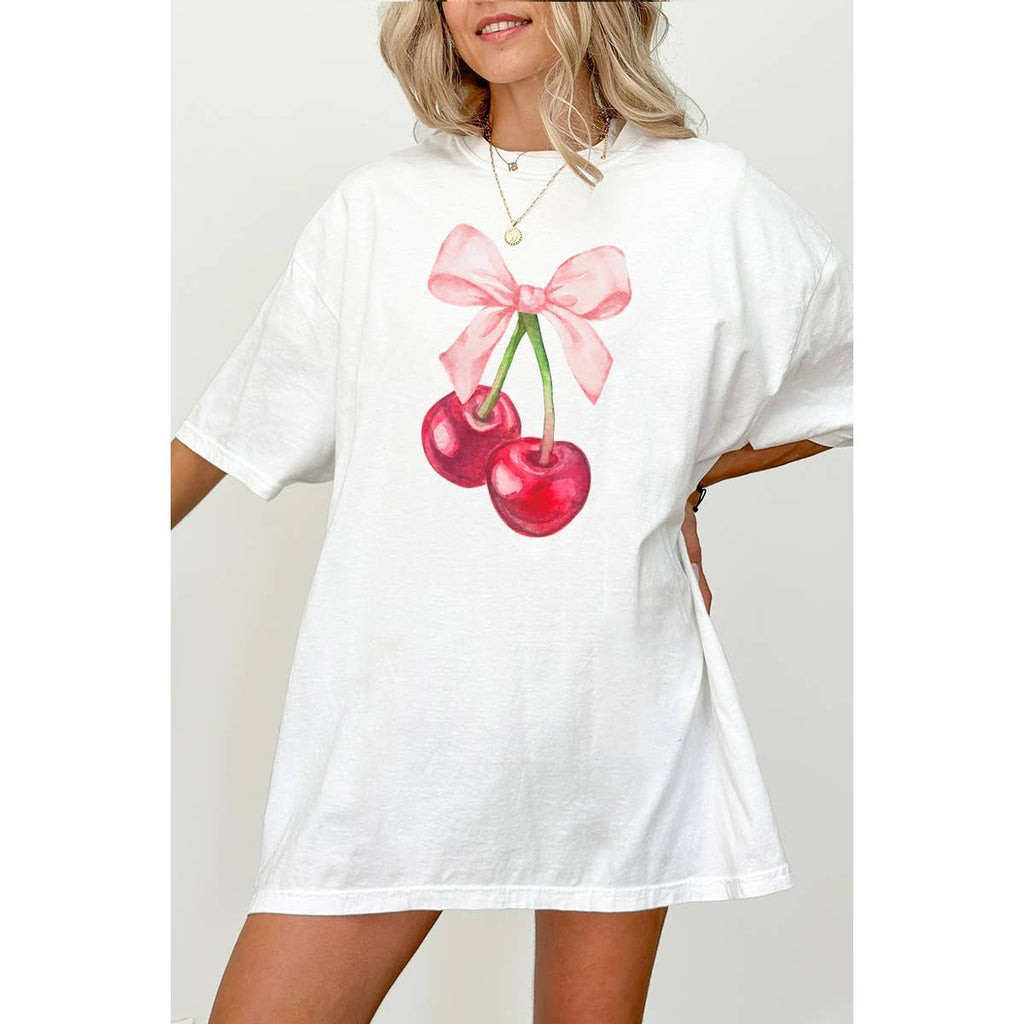Cherry Ribbon Vintage Graphic Oversized - Adult & Kids T-Shirts, Sweatshirts & Hoodies apparel design preview 1