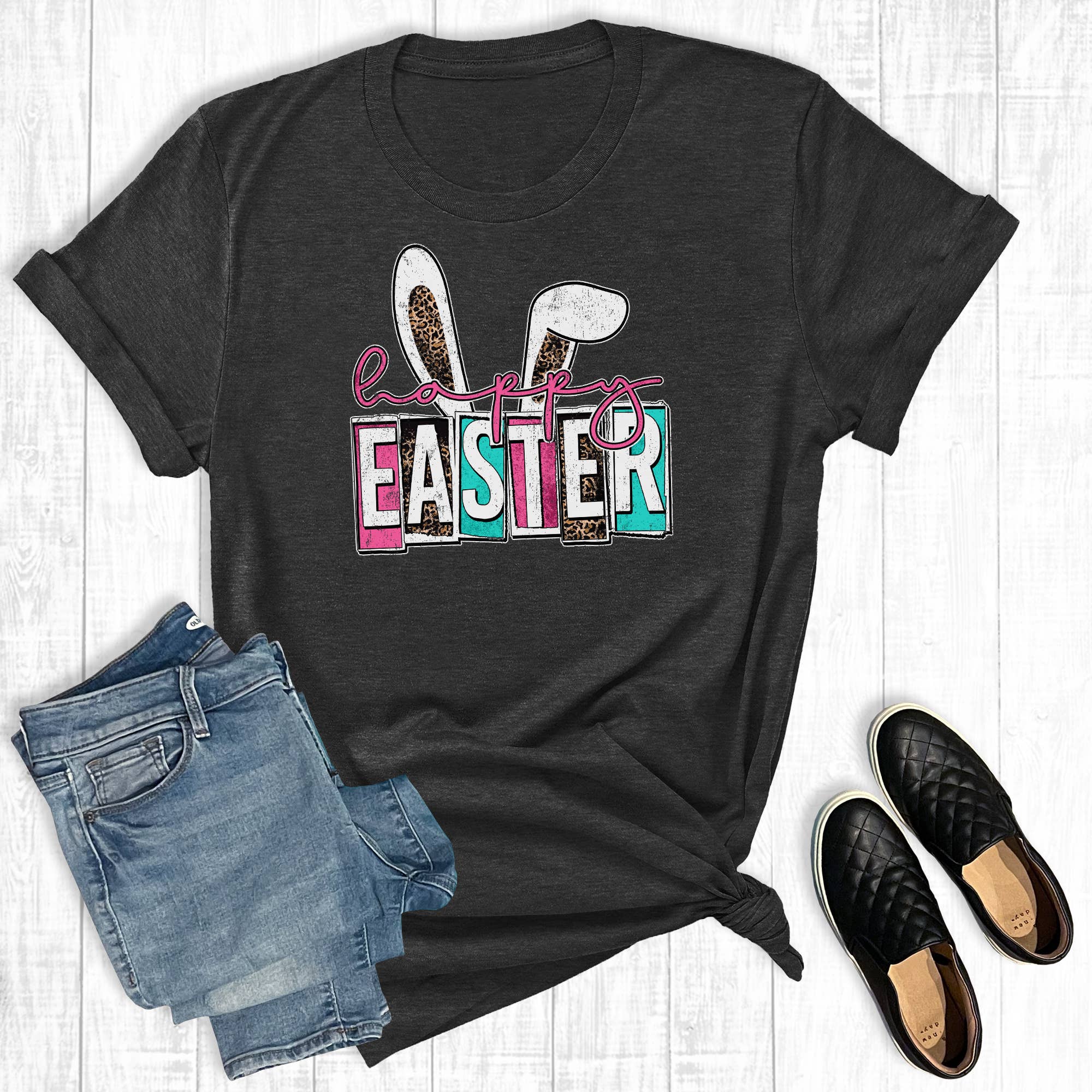 Happy Easter Leopard Bunny Ears Graphic - Adult & Kids T-Shirts, Sweatshirts & Hoodies apparel design preview 1