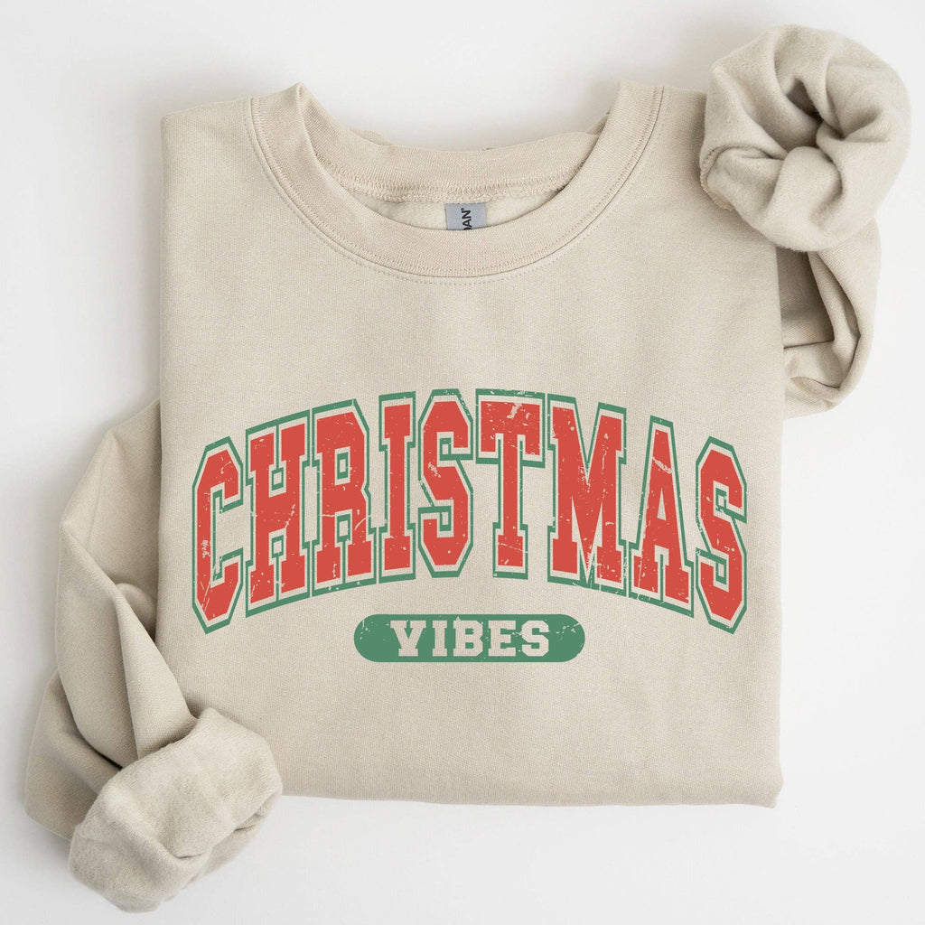 Christmas Vibes, Retro, Varsity, Santa, Snow Xmas - Adult & Kids T-Shirts, Sweatshirts & Hoodies apparel design preview 1