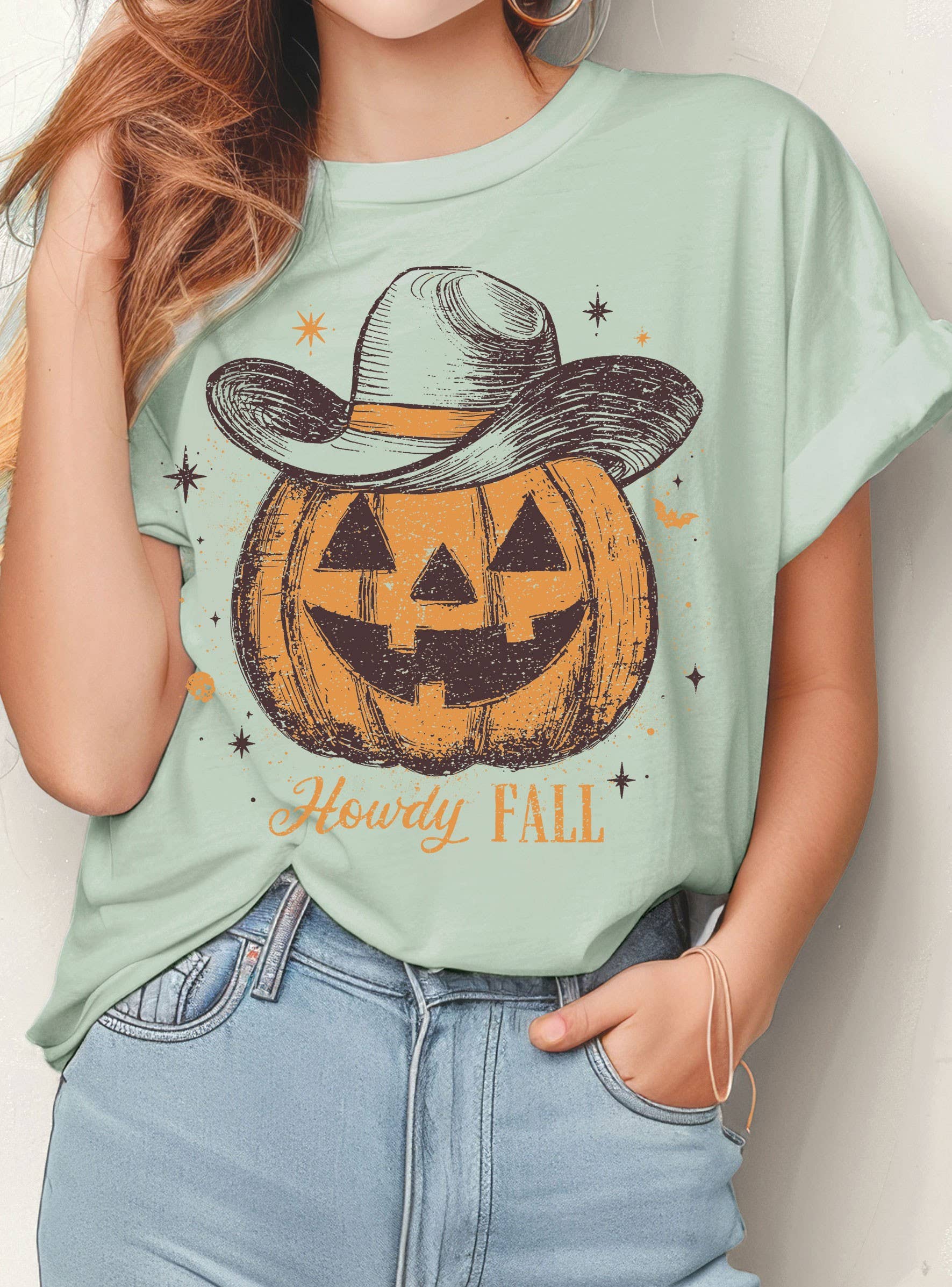 Howdy Fall Pumpkin Cowboy Graphic - Adult & Kids T-Shirts, Sweatshirts & Hoodies apparel design preview 1