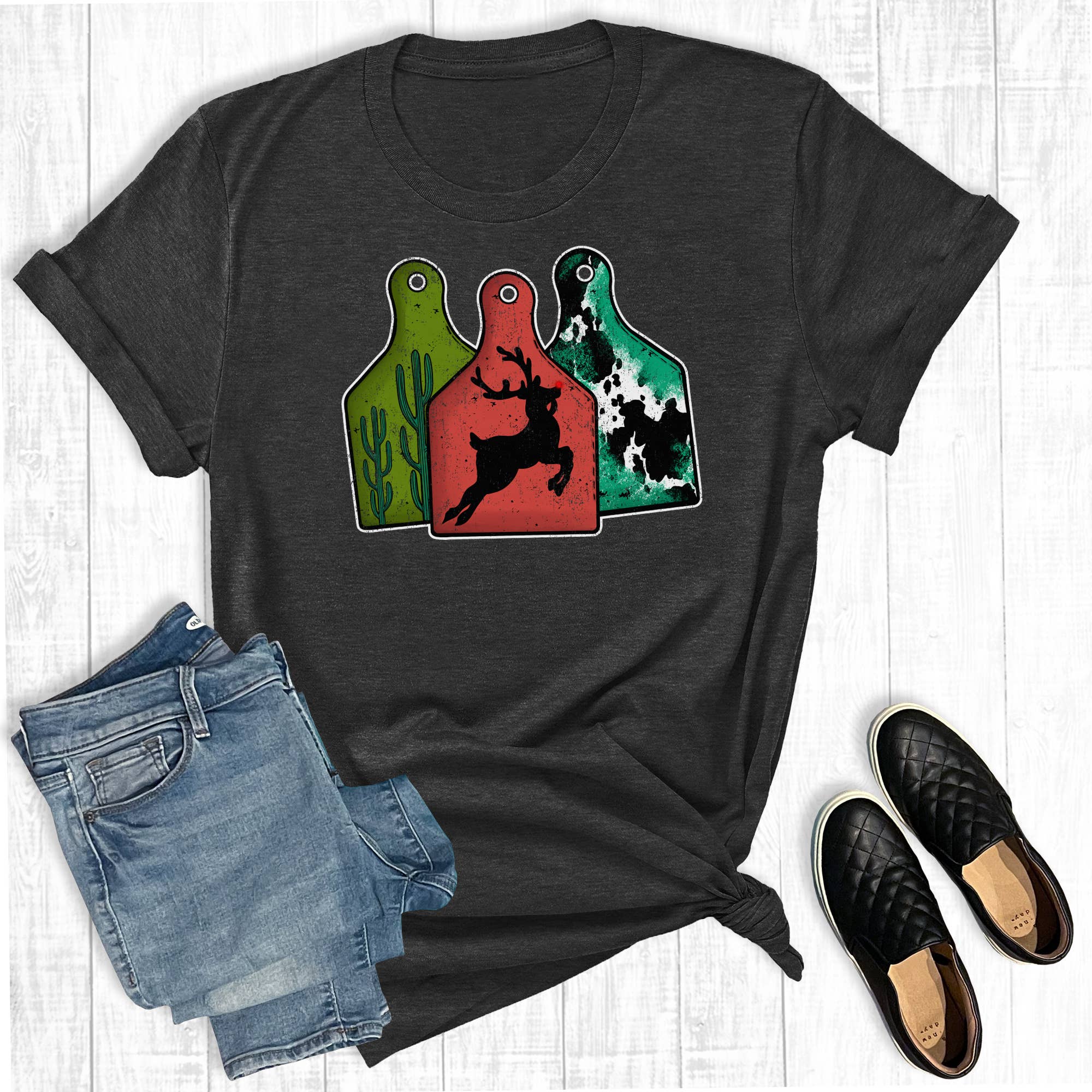 Western Christmas Cattle Tags Graphic - Adult & Kids T-Shirts, Sweatshirts & Hoodies apparel design preview 1