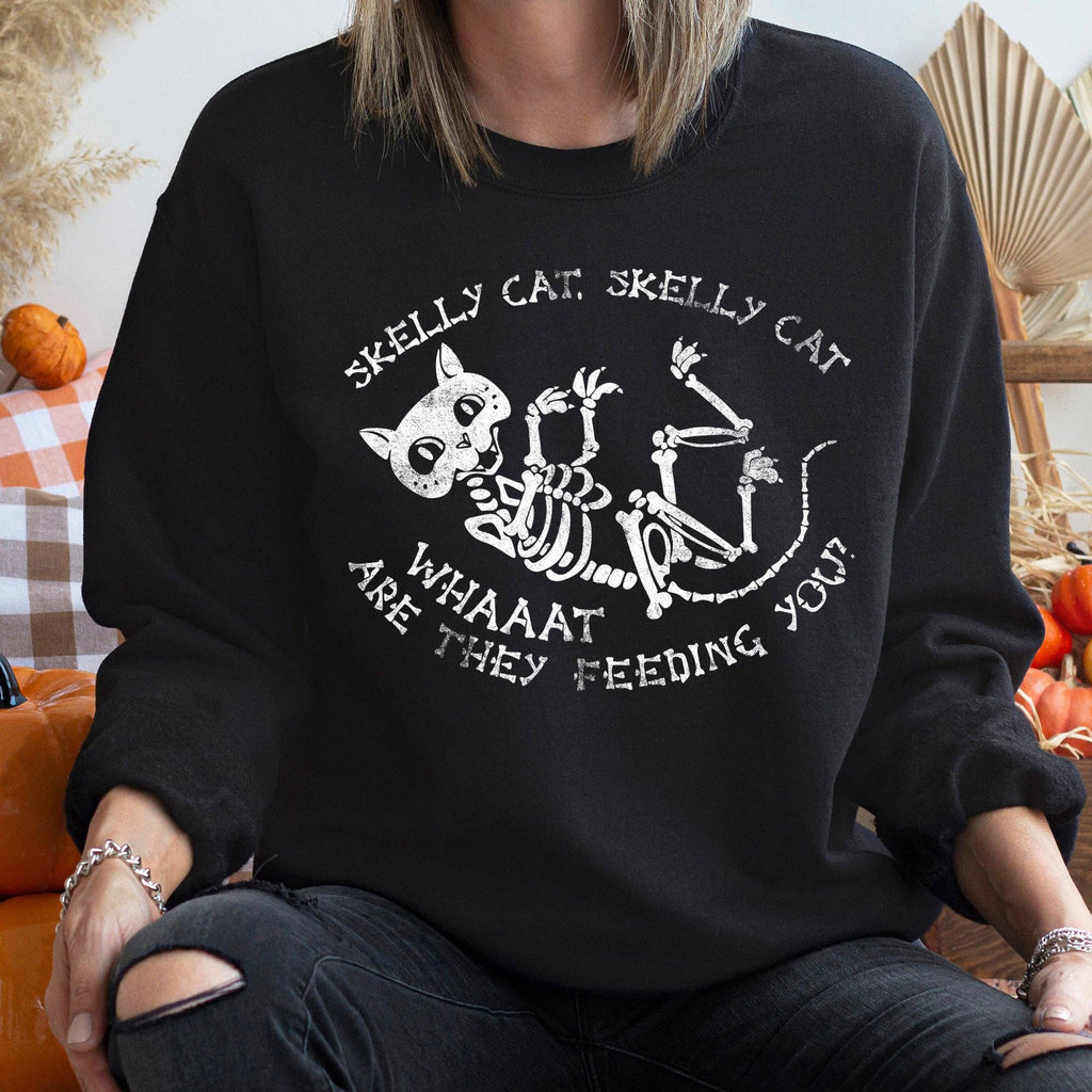 Skelly Cat Halloween - Adult & Kids T-Shirts, Sweatshirts & Hoodies apparel design preview 1