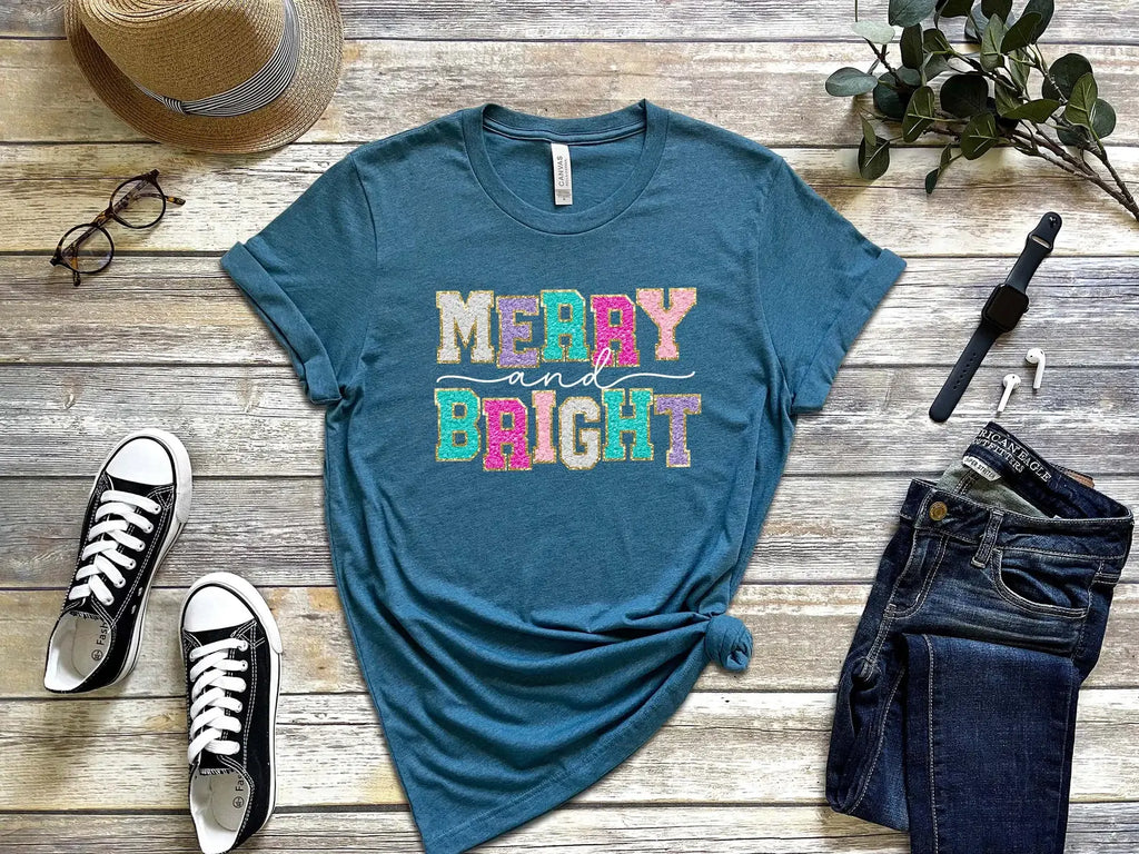 Merry and Bright - Adult & Kids T-Shirts, Sweatshirts & Hoodies apparel design preview 1