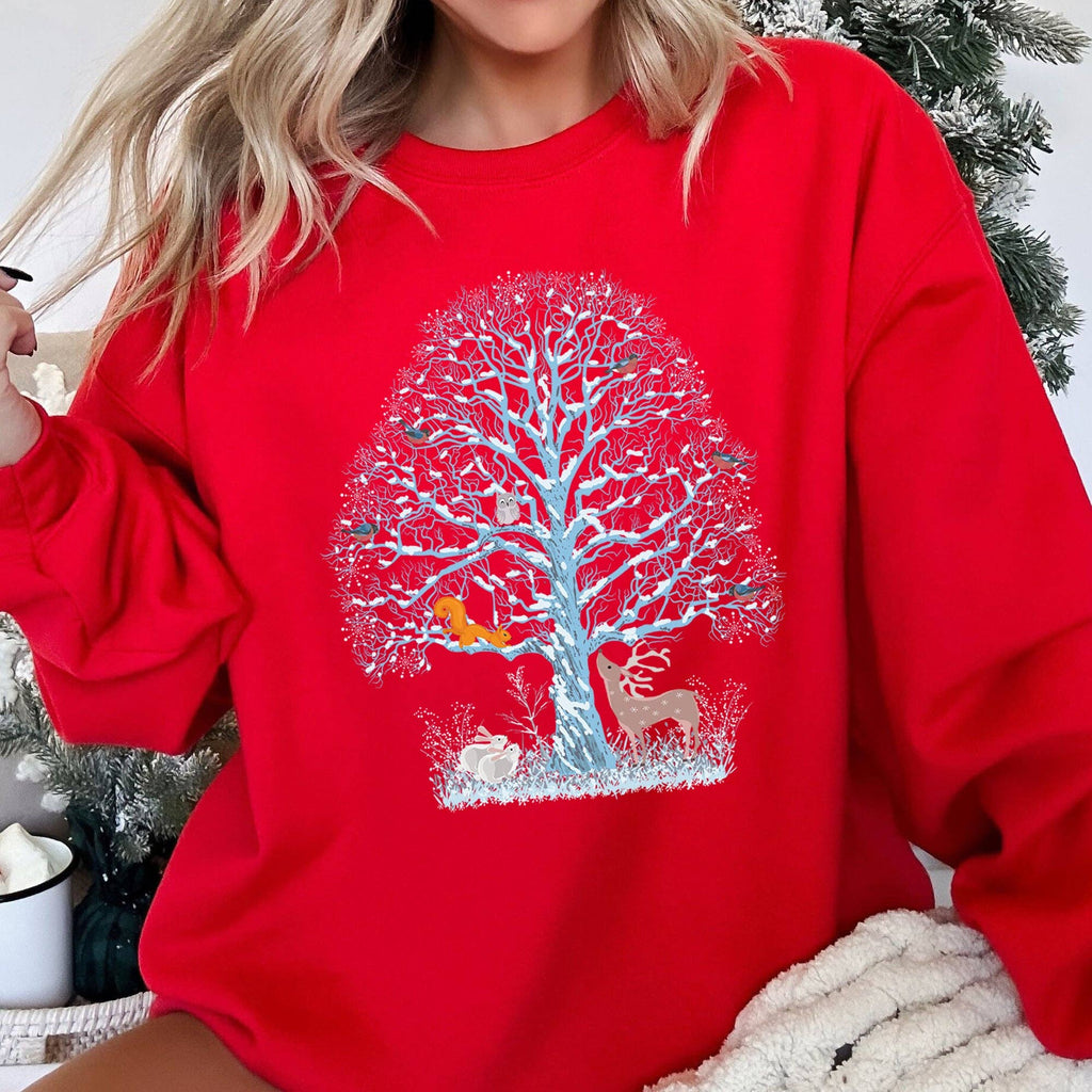 Winter Tree Filled with Animals, Christmas - Adult & Kids T-Shirts, Sweatshirts & Hoodies apparel design preview 1