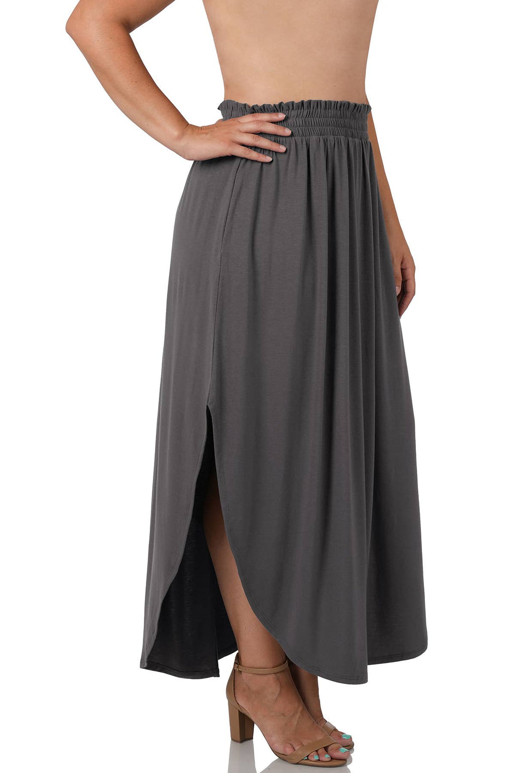 Plus Size Smocked Waist Side Slit Maxi Skirt - Adult & Kids T-Shirts, Sweatshirts & Hoodies apparel design preview 1