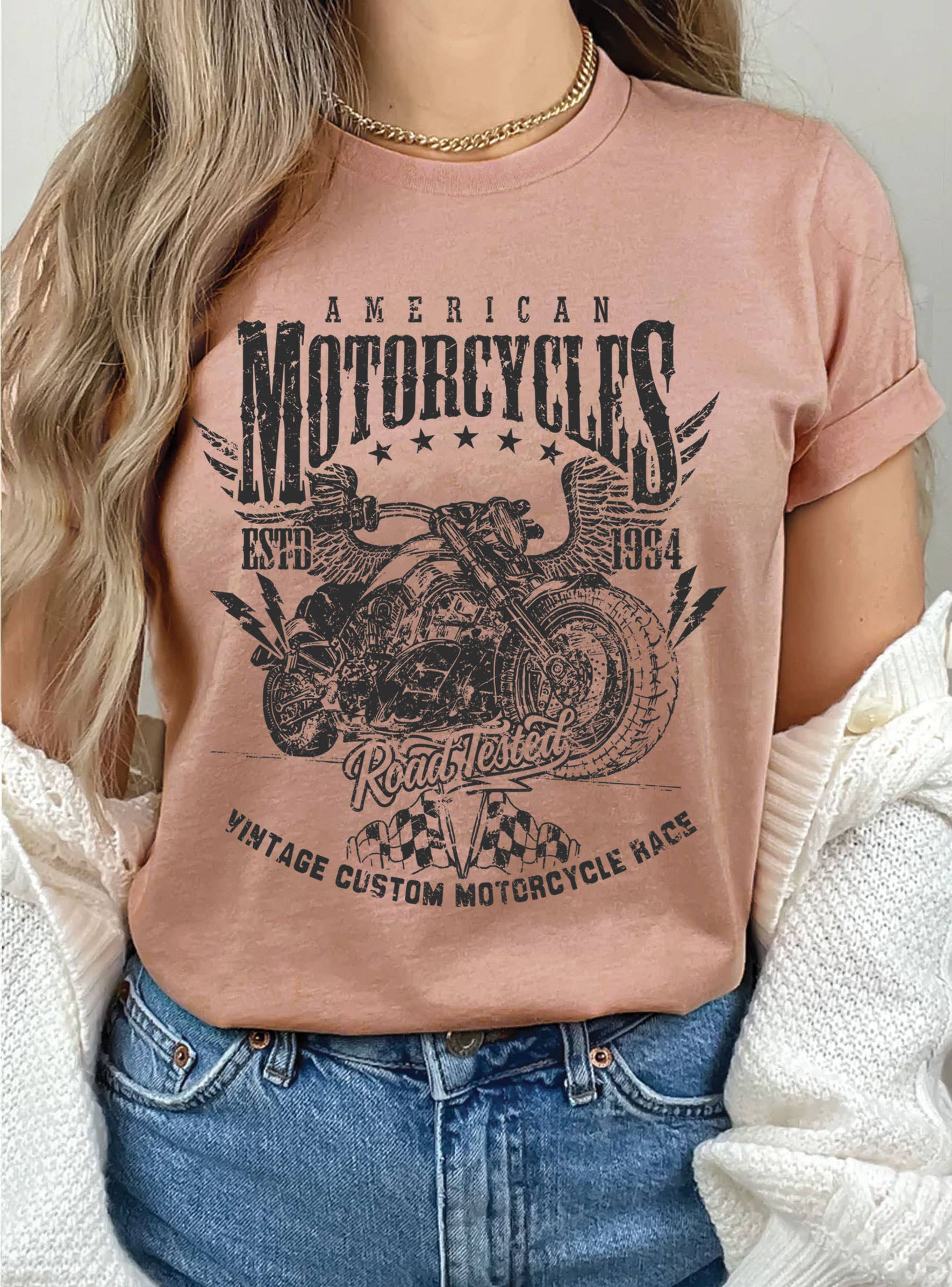 American Motorcycle Graphic - Adult & Kids T-Shirts, Sweatshirts & Hoodies apparel design preview 1