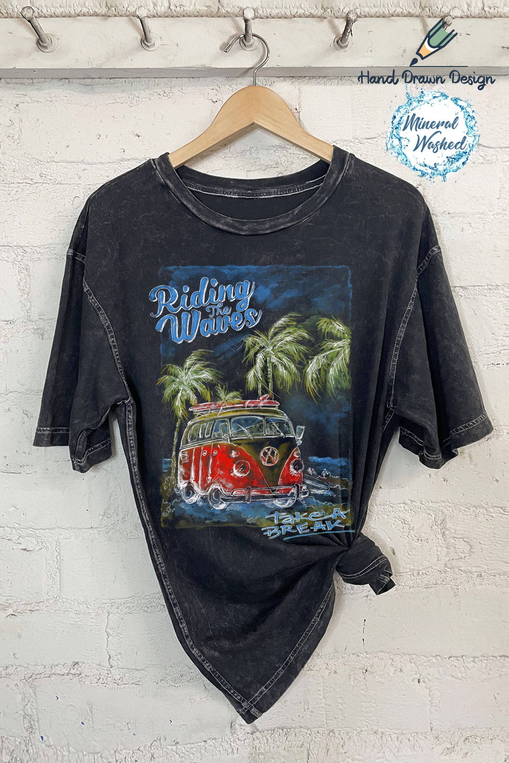 Riding the Wave Hand Drawn Design - Adult & Kids T-Shirts, Sweatshirts & Hoodies apparel design preview 1