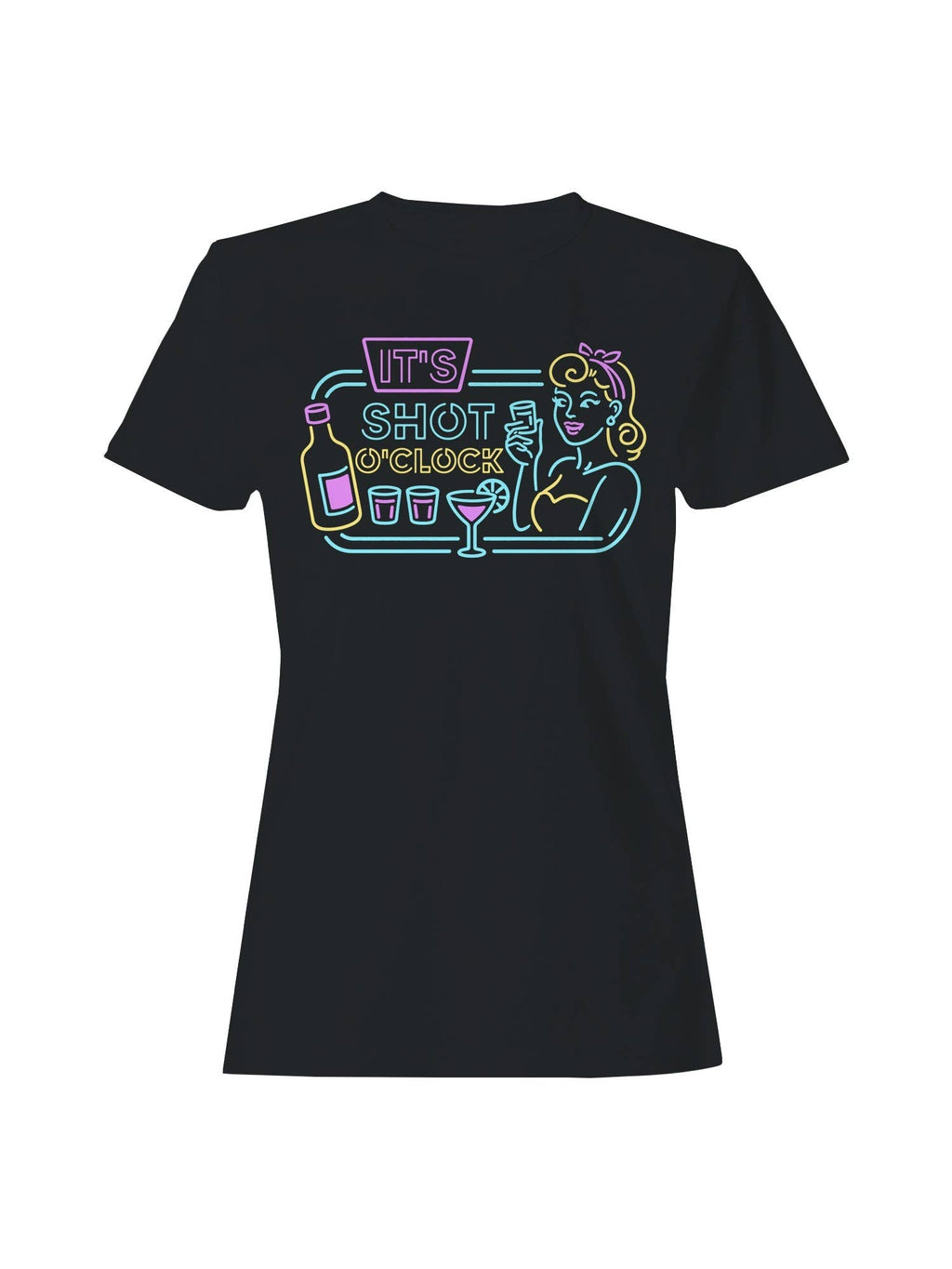 It's Shot O'clock Neon Art Women's - Adult & Kids T-Shirts, Sweatshirts & Hoodies apparel design preview 1
