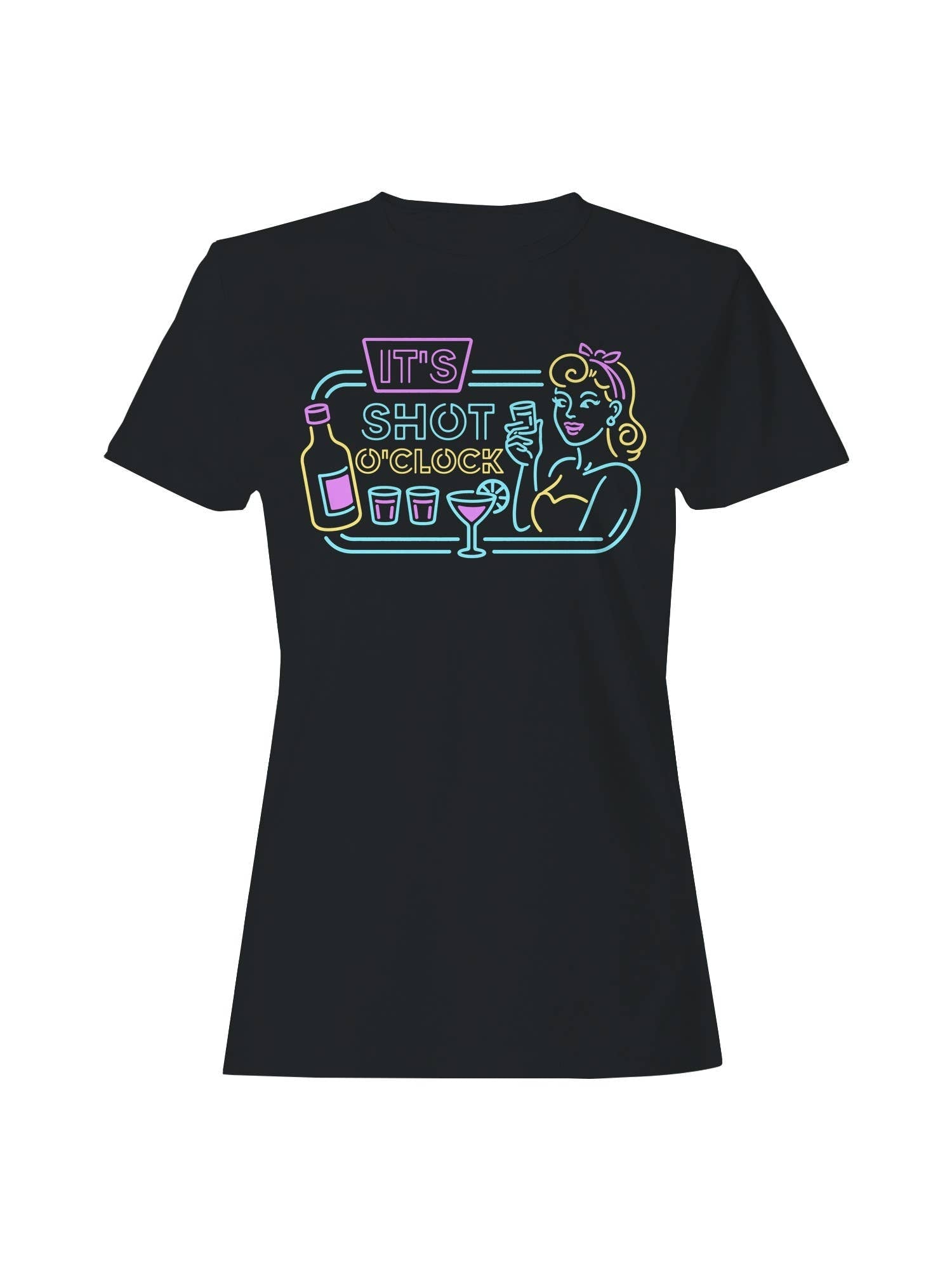 It's Shot O'clock Neon Art Women's - Adult & Kids T-Shirts, Sweatshirts & Hoodies apparel design preview 1