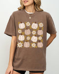 Checkered Pumpkins Daisies Flowers Halloween Autumn - Adult & Kids T-Shirts, Sweatshirts & Hoodies apparel design preview 1