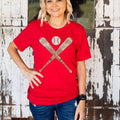 Sequin Bats and Baseball Patch Red Everyday - Adult & Kids T-Shirts, Sweatshirts & Hoodies apparel design preview 1