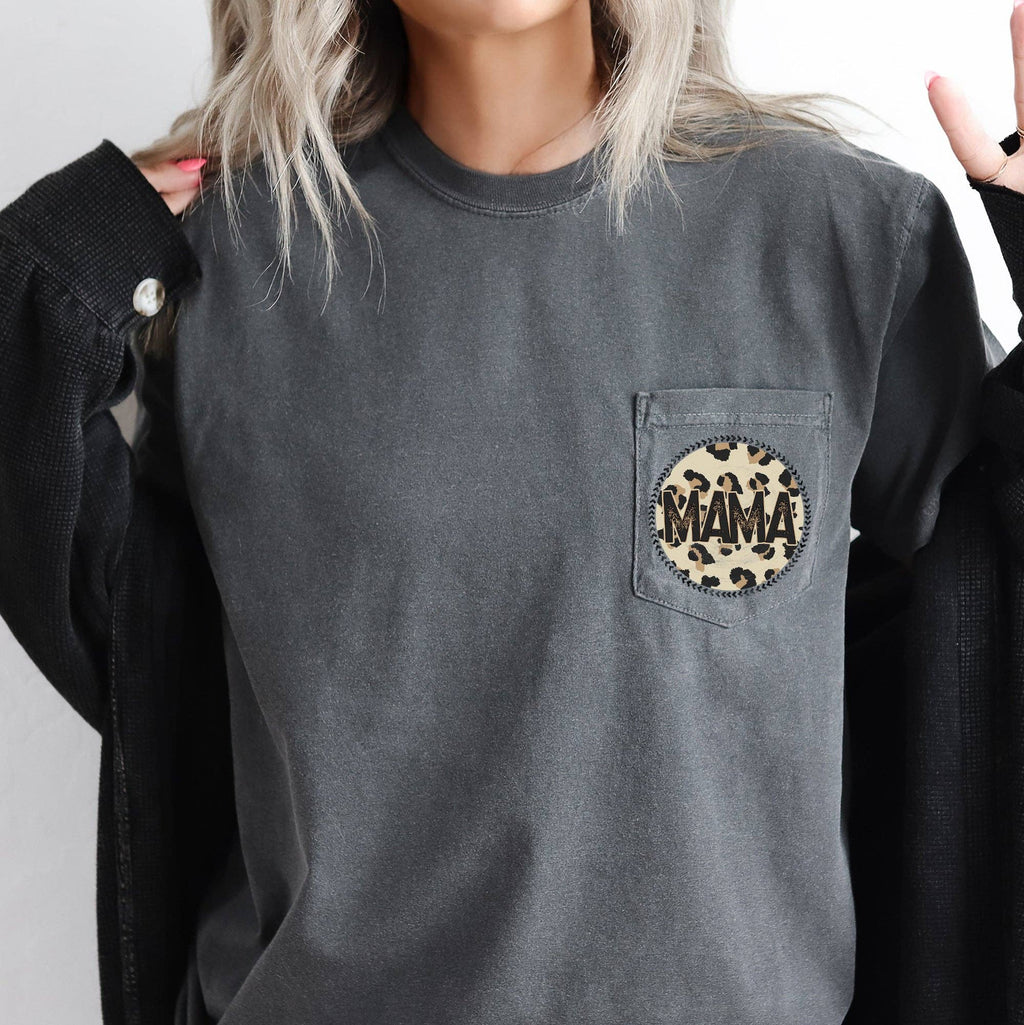 Mama, Retro, Western, Leopard Print, Circle, Pocket - Adult & Kids T-Shirts, Sweatshirts & Hoodies apparel design preview 1