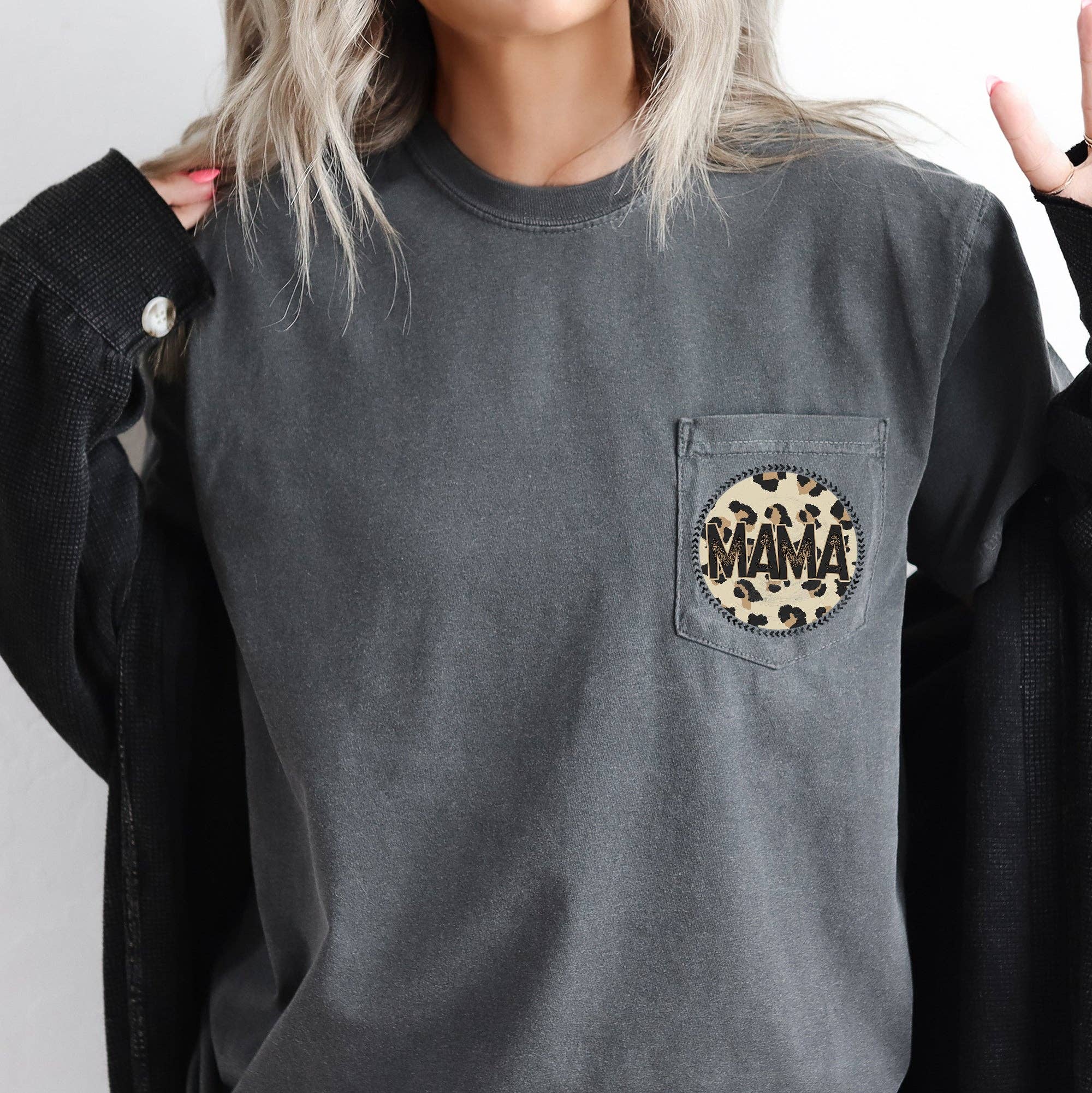 Mama, Retro, Western, Leopard Print, Circle, Pocket - Adult & Kids T-Shirts, Sweatshirts & Hoodies apparel design preview 1