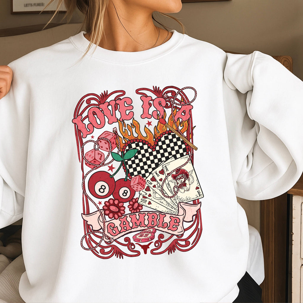 Love Is A Gamble Western Valentine Gildan Brand - Adult & Kids T-Shirts, Sweatshirts & Hoodies apparel design preview 1