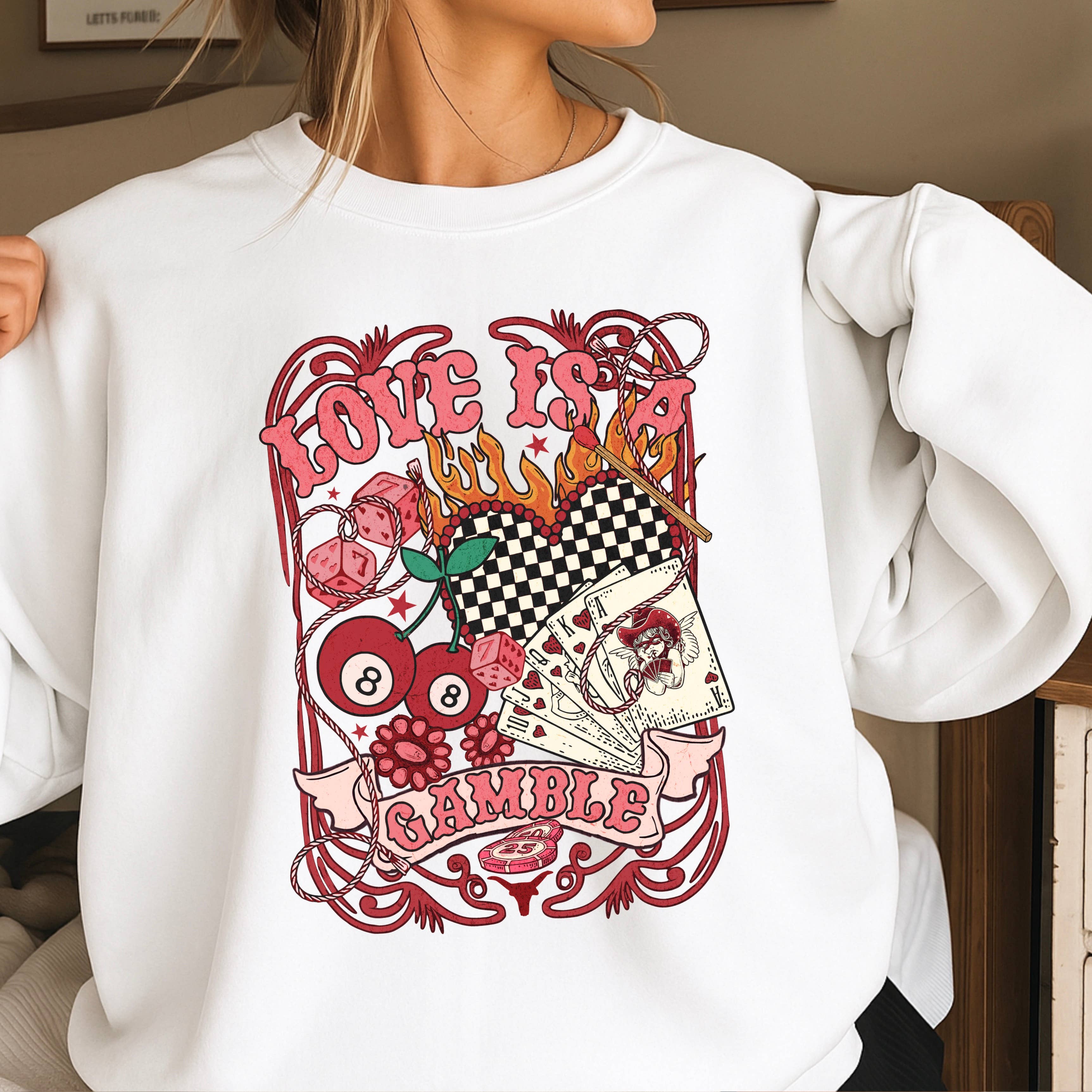 Love Is A Gamble Western Valentine Gildan Brand - Adult & Kids T-Shirts, Sweatshirts & Hoodies apparel design preview 1