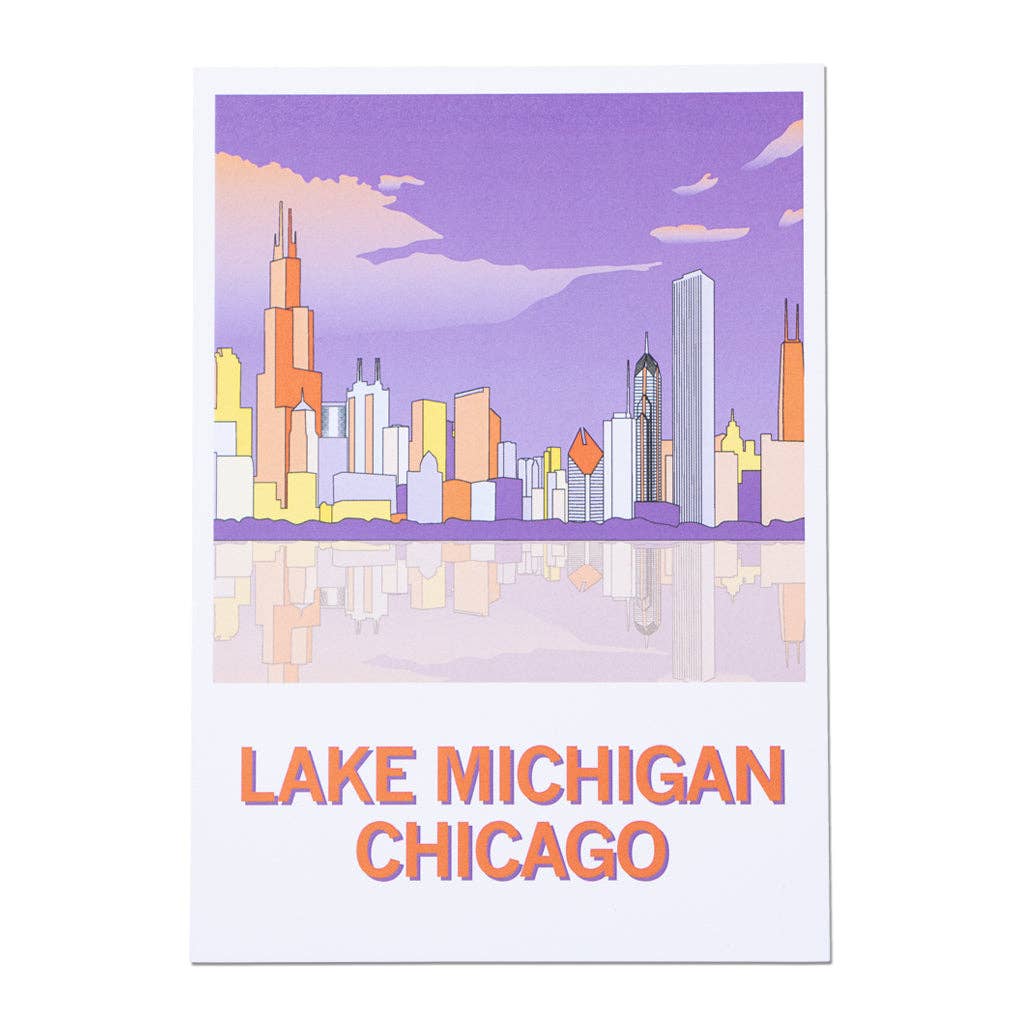 Lake Michigan Illustration Postcard - Adult & Kids T-Shirts, Sweatshirts & Hoodies apparel design preview 1