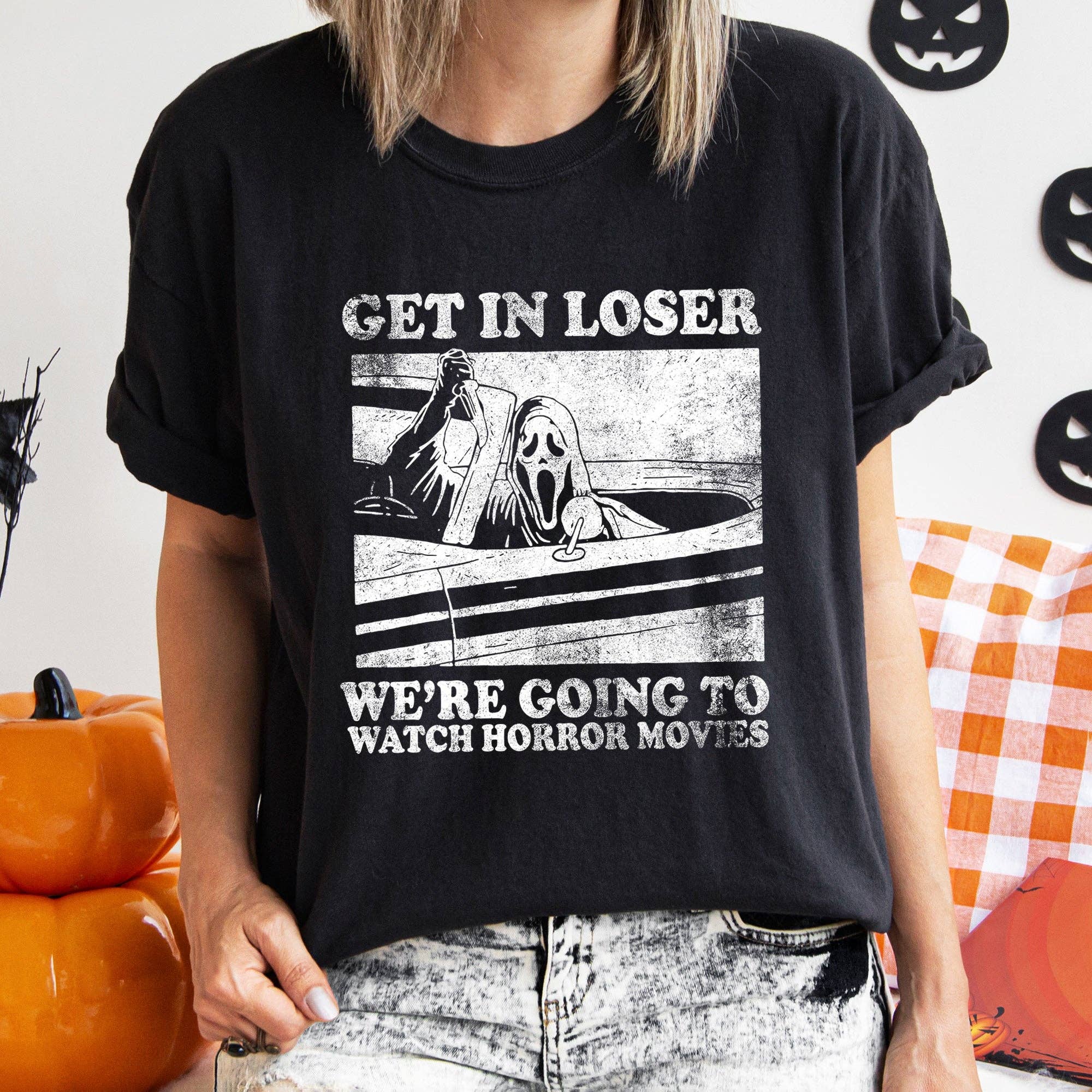 Get in Loser Retro Halloween White Print - Adult & Kids T-Shirts, Sweatshirts & Hoodies apparel design preview 1