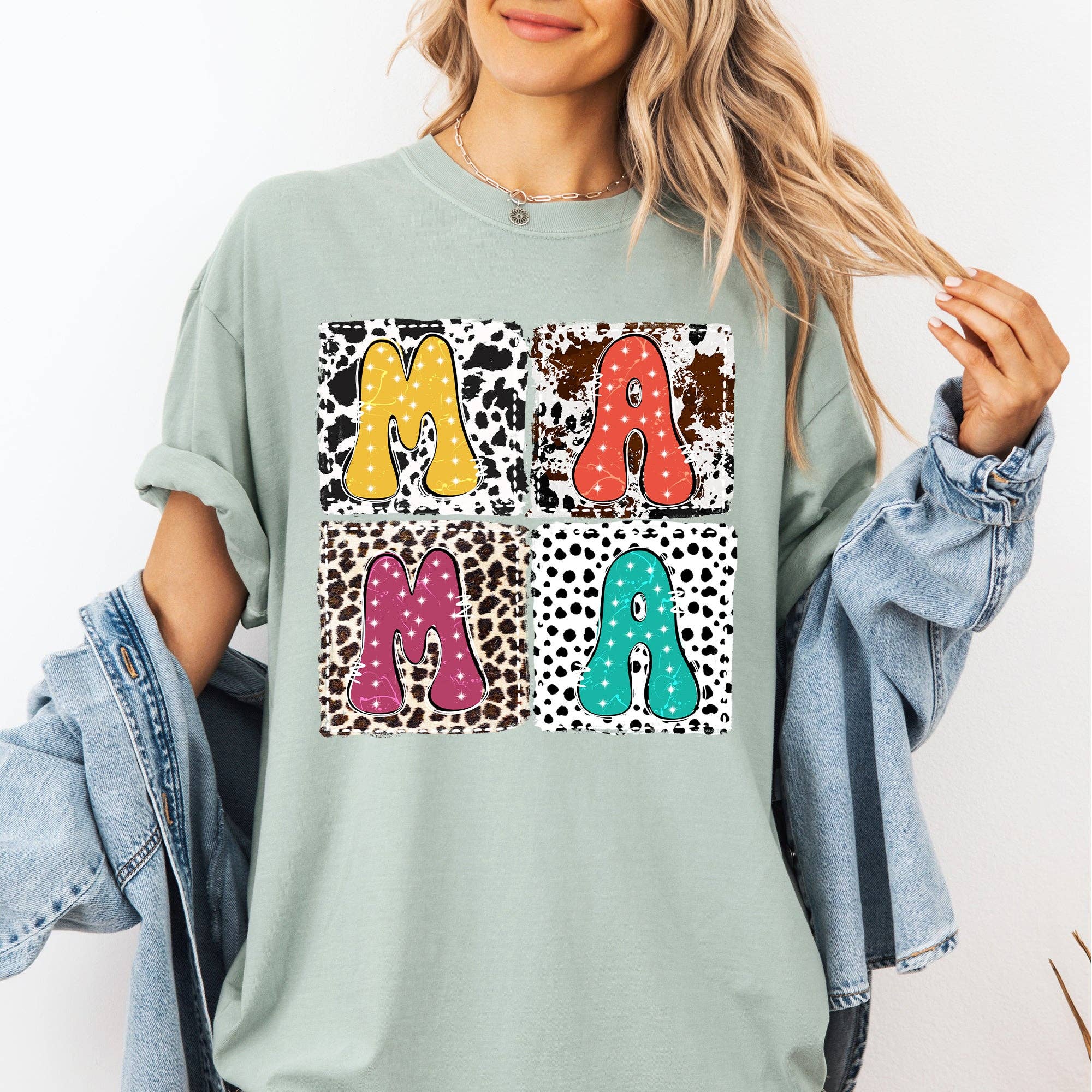 Mama, Leopard, Cow, Dalmatian, Retro, Mother's Day - Adult & Kids T-Shirts, Sweatshirts & Hoodies apparel design preview 1