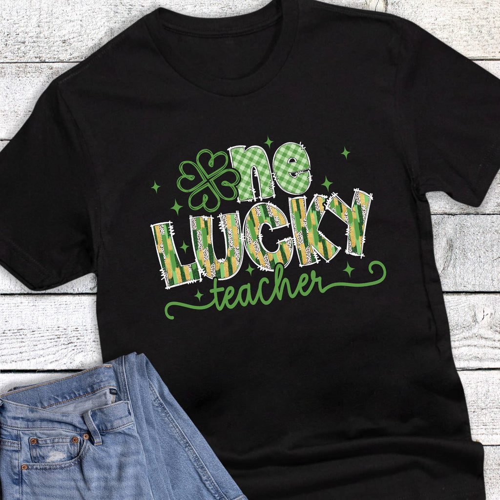 St. Patrick One Lucky Teacher Graphic - Adult & Kids T-Shirts, Sweatshirts & Hoodies apparel design preview 1