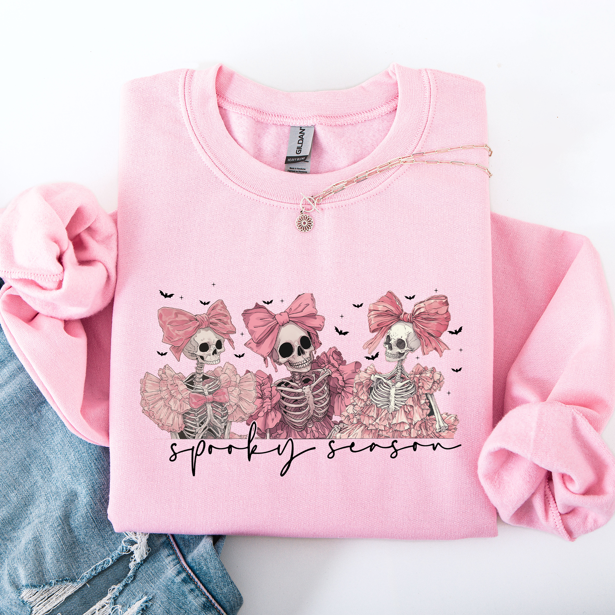 Spooky Season, Pink Skeletons, Halloween - Adult & Kids T-Shirts, Sweatshirts & Hoodies apparel design preview 1