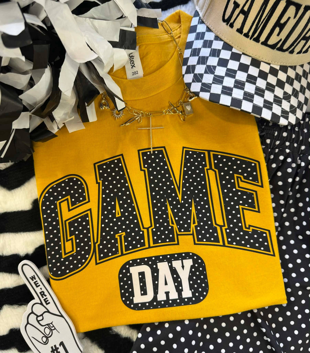 Game Day Black Polka Dots - Adult & Kids T-Shirts, Sweatshirts & Hoodies apparel design preview 1