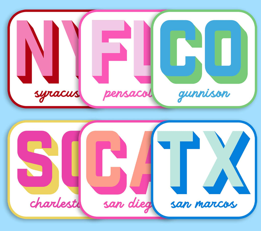 Custom City Initial Sticker Retro Travel Souvenir - Adult & Kids T-Shirts, Sweatshirts & Hoodies apparel design preview 1