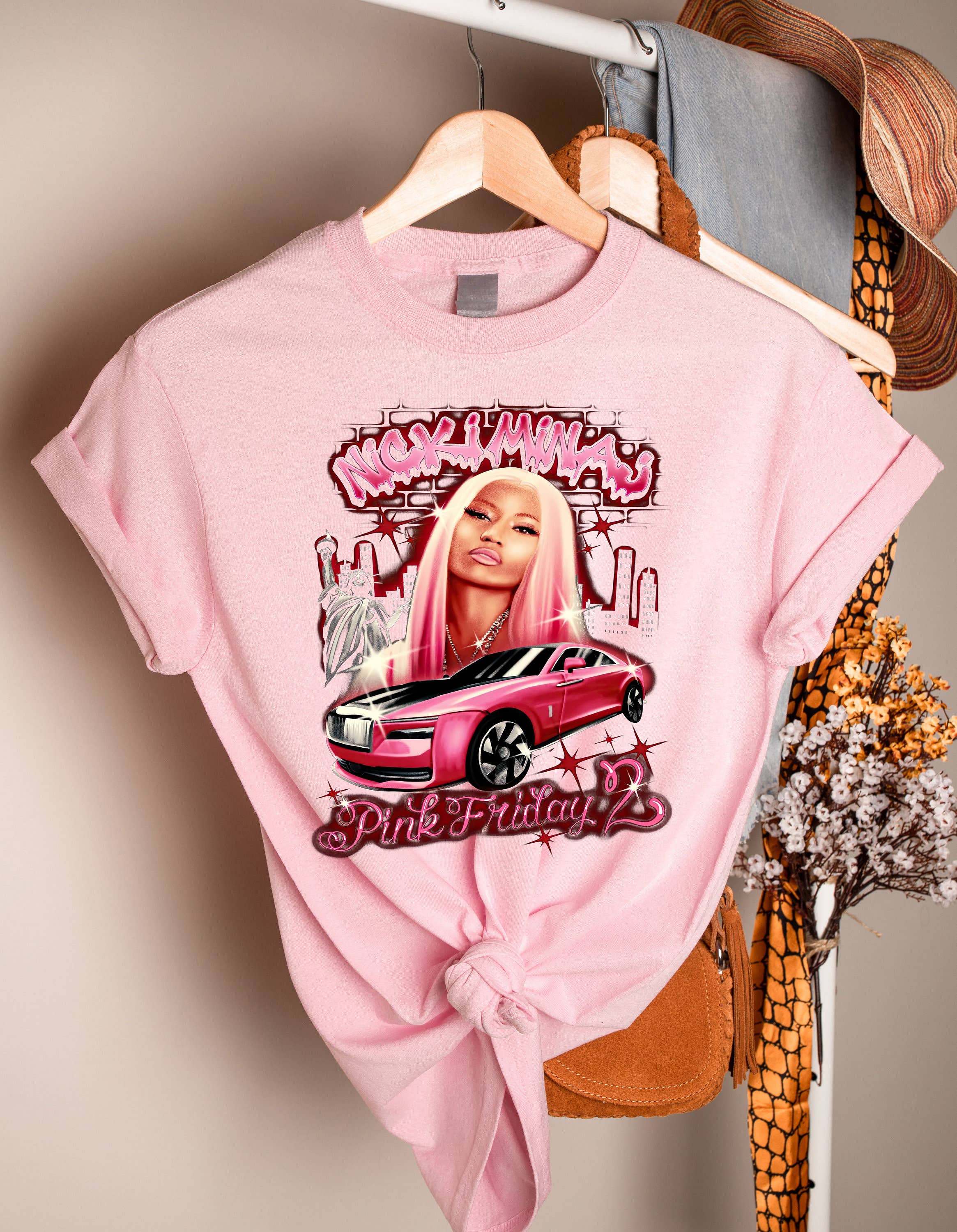 Nicki Minaj Vintage Pink Friday 2 Airbrush Edition - Adult & Kids T-Shirts, Sweatshirts & Hoodies apparel design preview 1