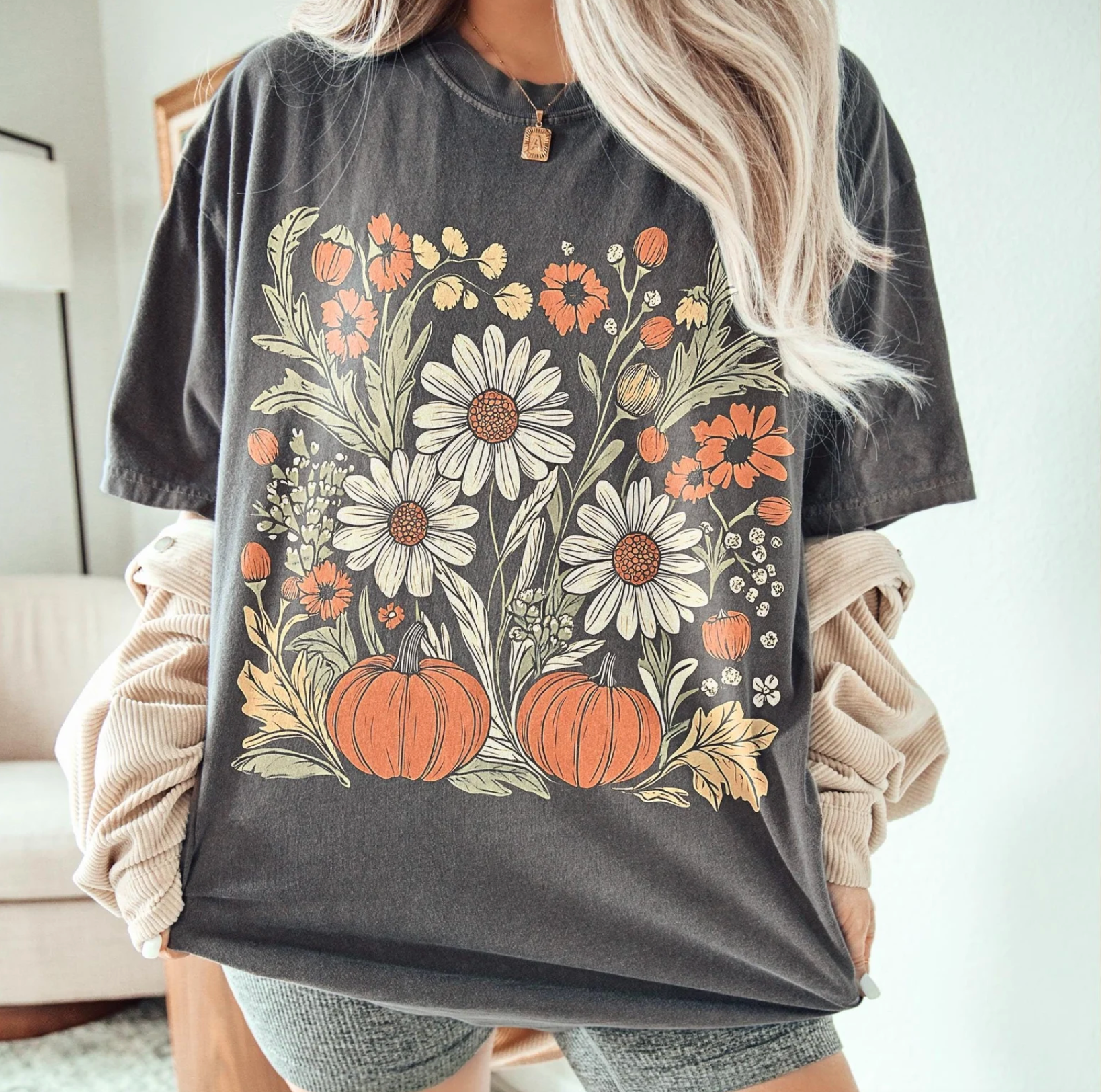 Boho Fall Floral Comfort Color - Adult & Kids T-Shirts, Sweatshirts & Hoodies apparel design preview 1