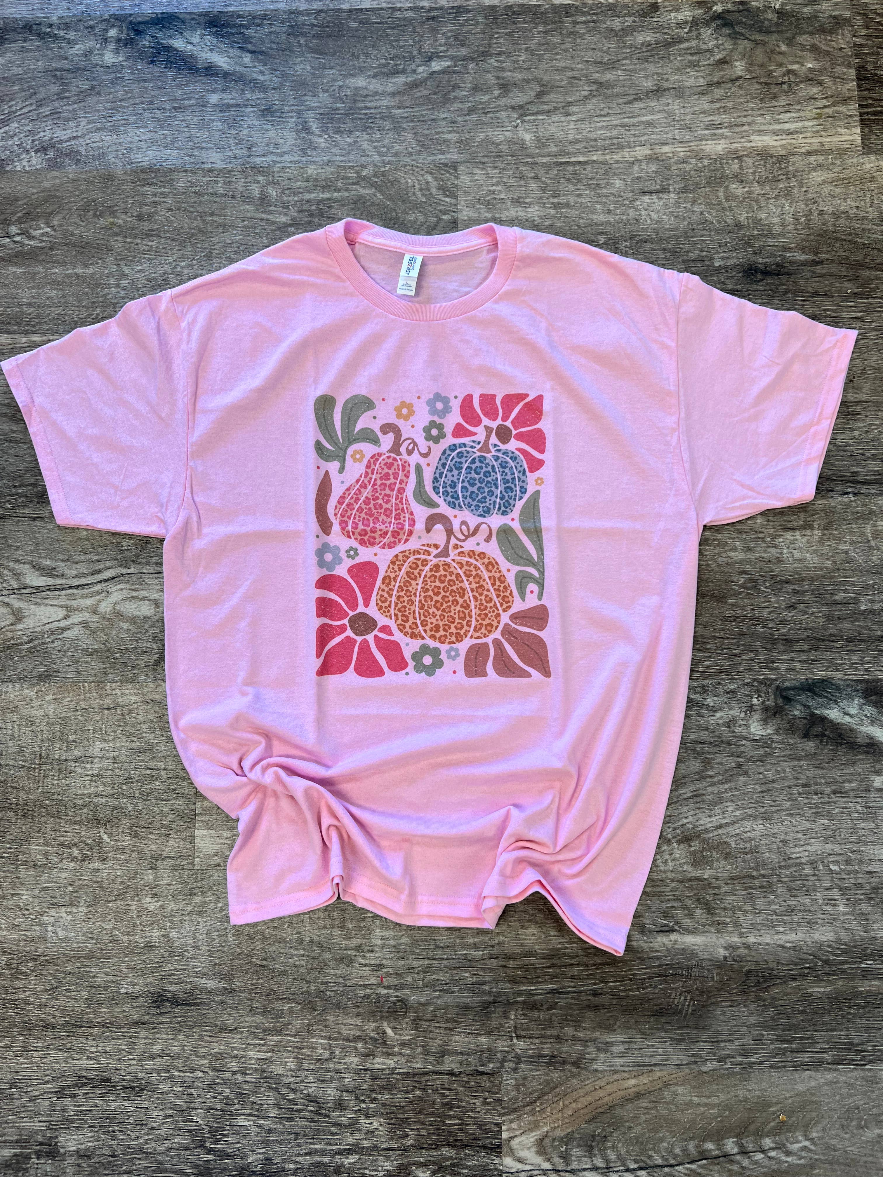 Colorful Leopard Pumpkin Trio On Pink - Adult & Kids T-Shirts, Sweatshirts & Hoodies apparel design preview 1