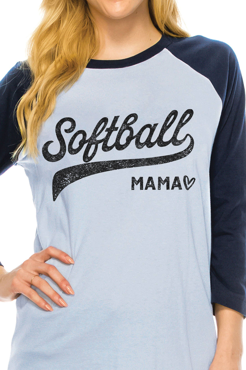 Softball Mama Heart Graphic Raglan - Adult & Kids T-Shirts, Sweatshirts & Hoodies apparel design preview 1