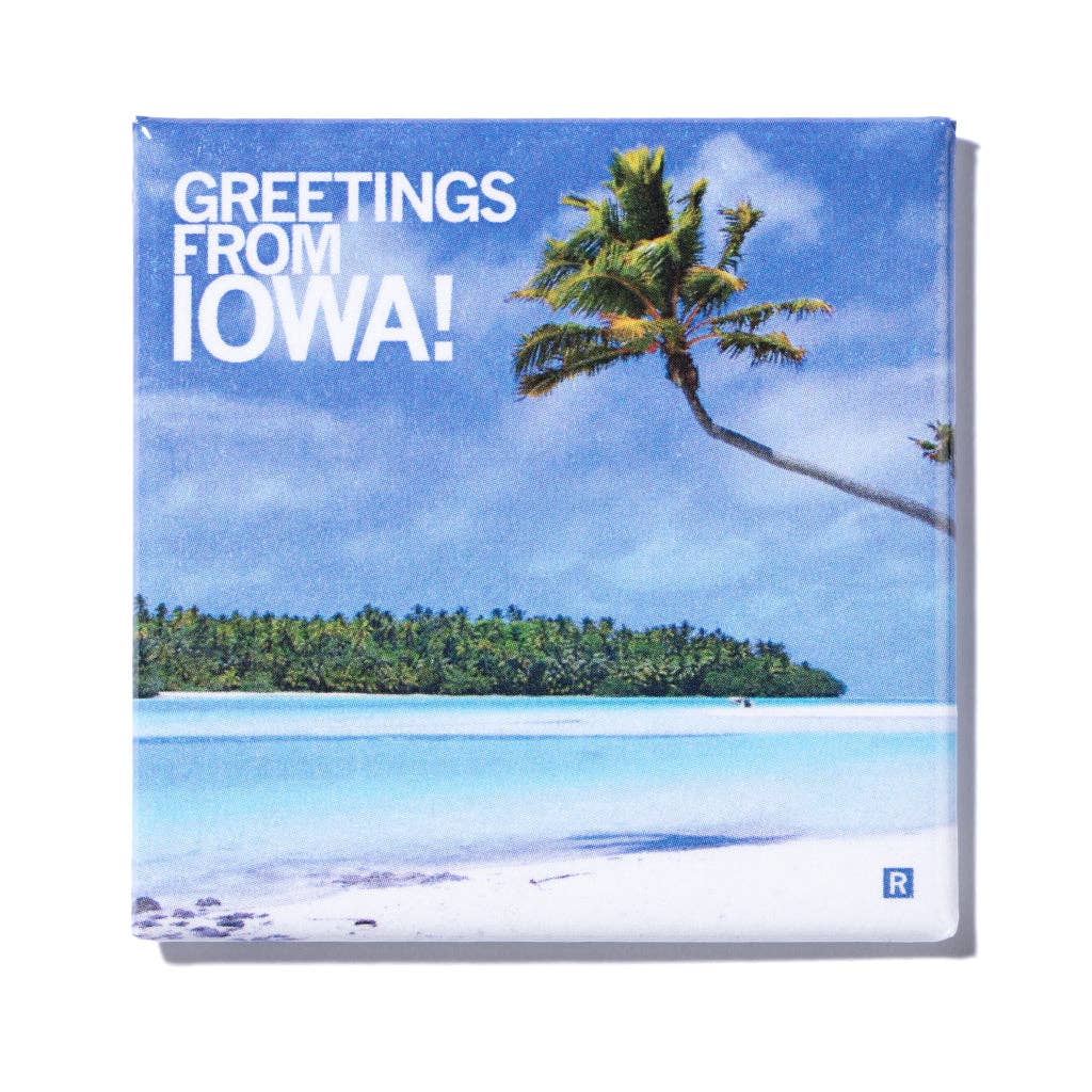 Greetings Iowa Beach Metal Magnet - Adult & Kids T-Shirts, Sweatshirts & Hoodies apparel design preview 1