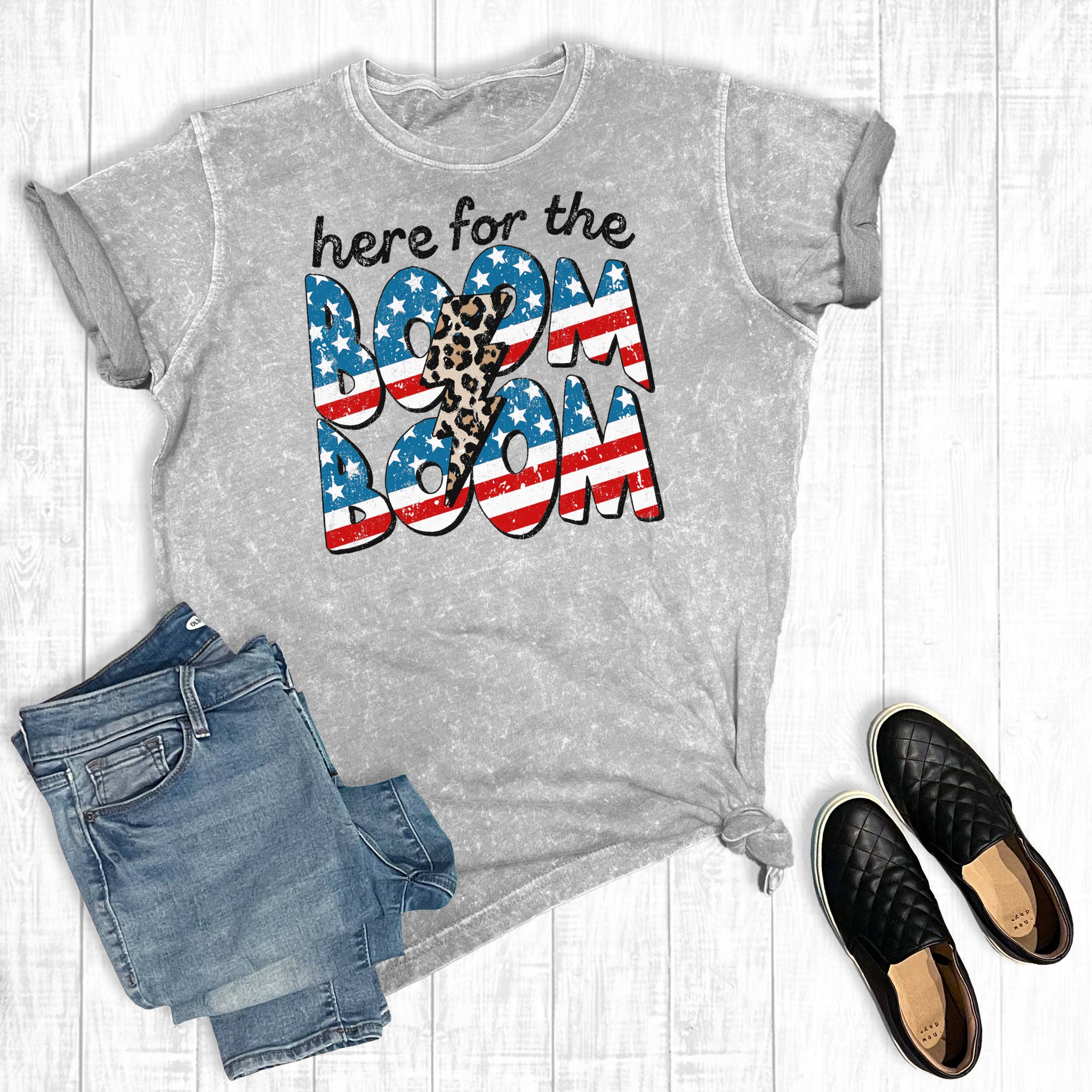 July 4th Here For the Boom Mineral Wash Graphic - Adult & Kids T-Shirts, Sweatshirts & Hoodies apparel design preview 1