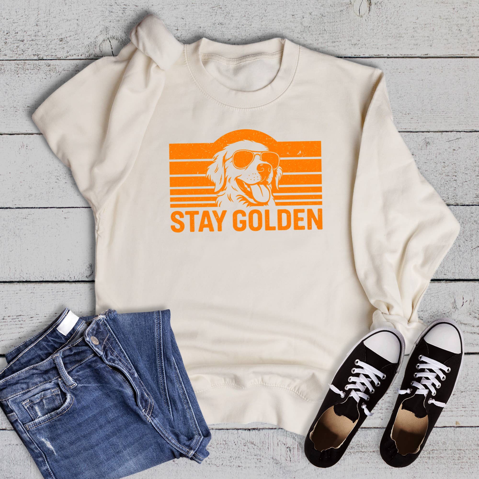 Funny Pets Stay Golden - Adult & Kids T-Shirts, Sweatshirts & Hoodies apparel design preview 1