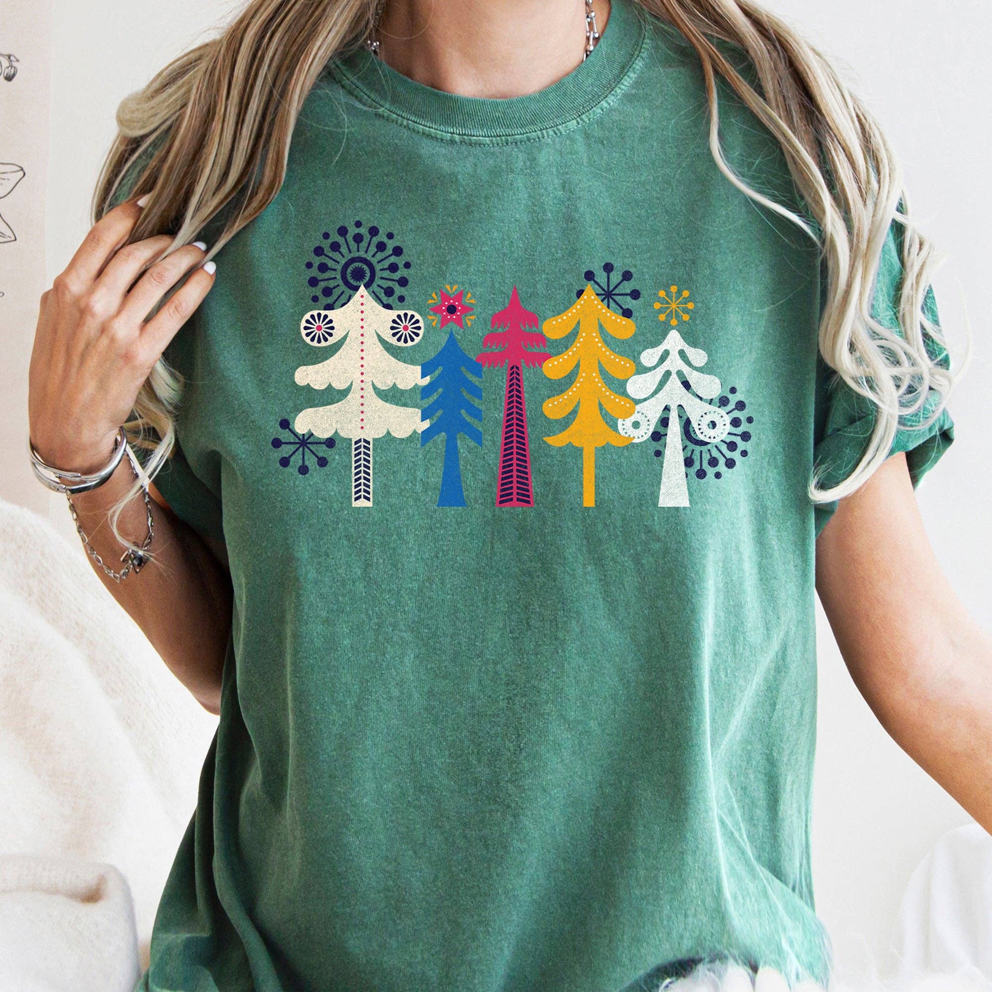 Noel Folk Art, Christmas, Snowflakes, Nordic, - Adult & Kids T-Shirts, Sweatshirts & Hoodies apparel design preview 1