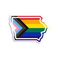 Iowa Outline Progress Pride Flag Die-Cut Sticker - Adult & Kids T-Shirts, Sweatshirts & Hoodies apparel design preview 1