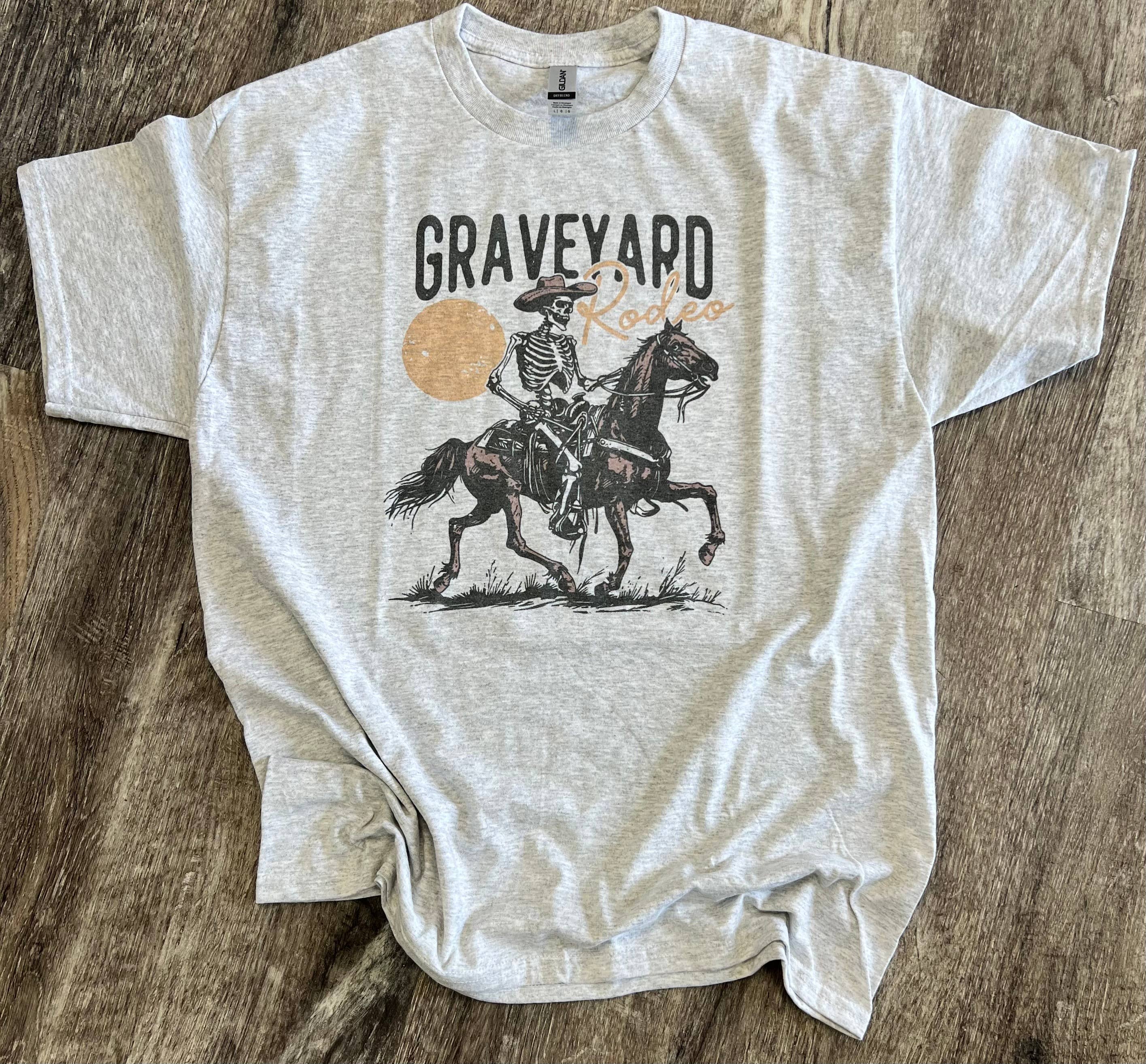 Graveyard Rodeo On Ash Gray - Adult & Kids T-Shirts, Sweatshirts & Hoodies apparel design preview 1
