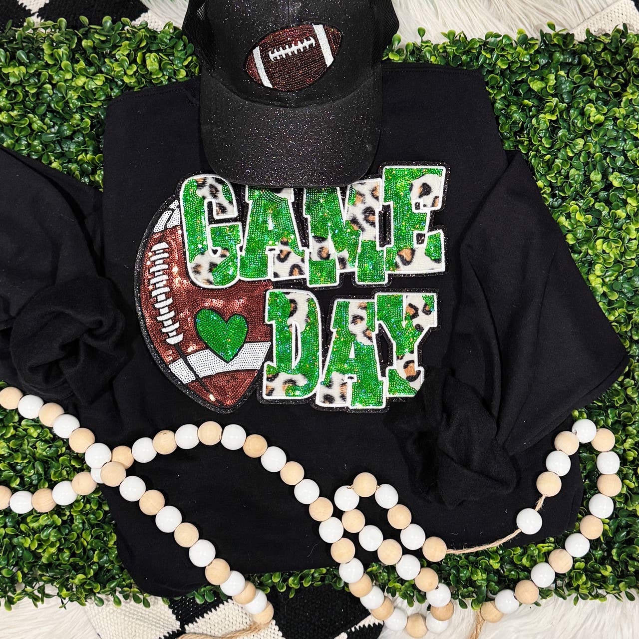 Green Football Leopard Sequins - Adult & Kids T-Shirts, Sweatshirts & Hoodies apparel design preview 1
