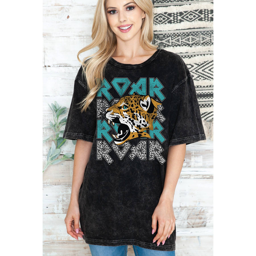 Roar Leopard -Unisex Oversized Mineral Wash - Adult & Kids T-Shirts, Sweatshirts & Hoodies apparel design preview 1