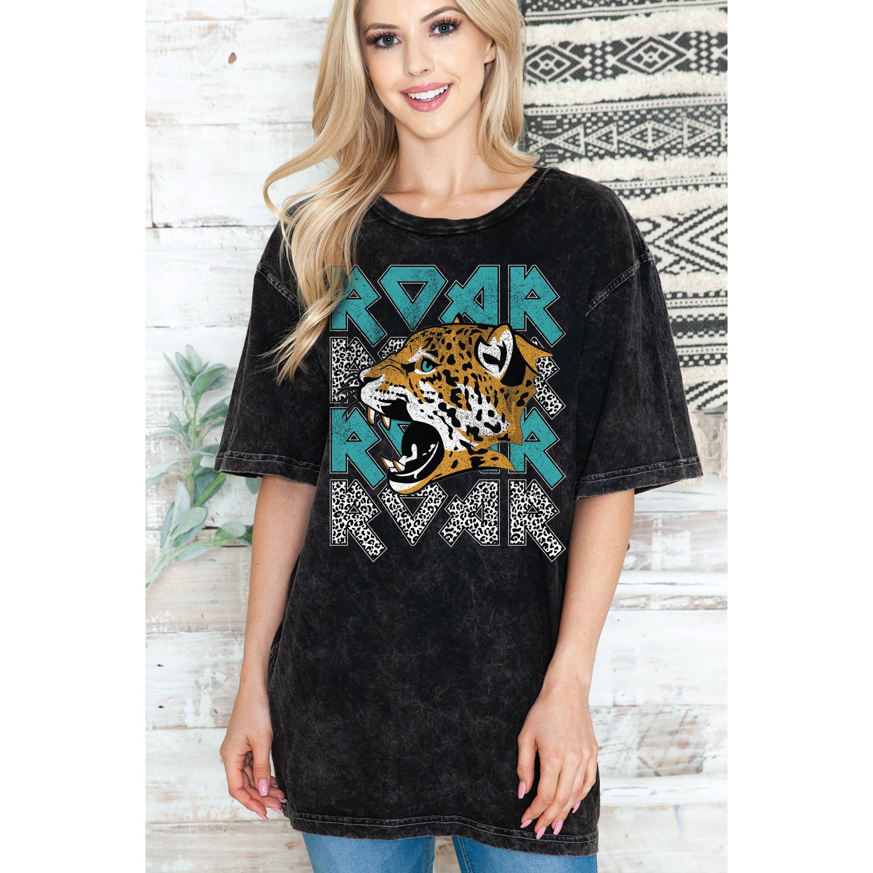 Roar Leopard -Unisex Oversized Mineral Wash - Adult & Kids T-Shirts, Sweatshirts & Hoodies apparel design preview 1