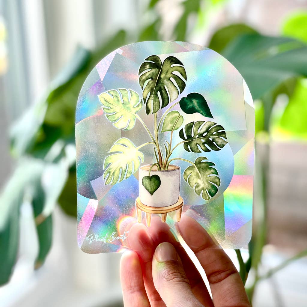 Rainbow Making Monstera Suncatcher Window Decal - Adult & Kids T-Shirts, Sweatshirts & Hoodies apparel design preview 1