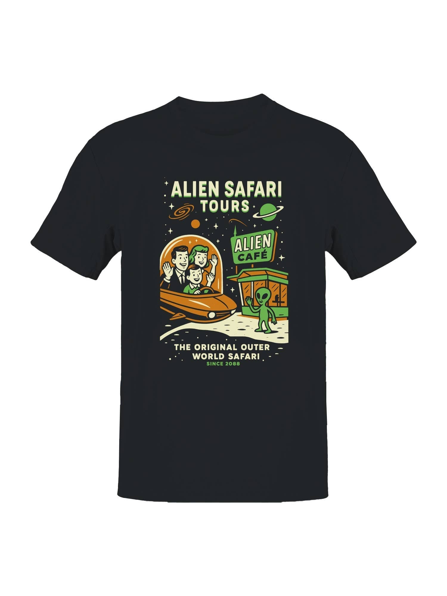 Alien Safari Tours Vintage Design Men's - Adult & Kids T-Shirts, Sweatshirts & Hoodies apparel design preview 1