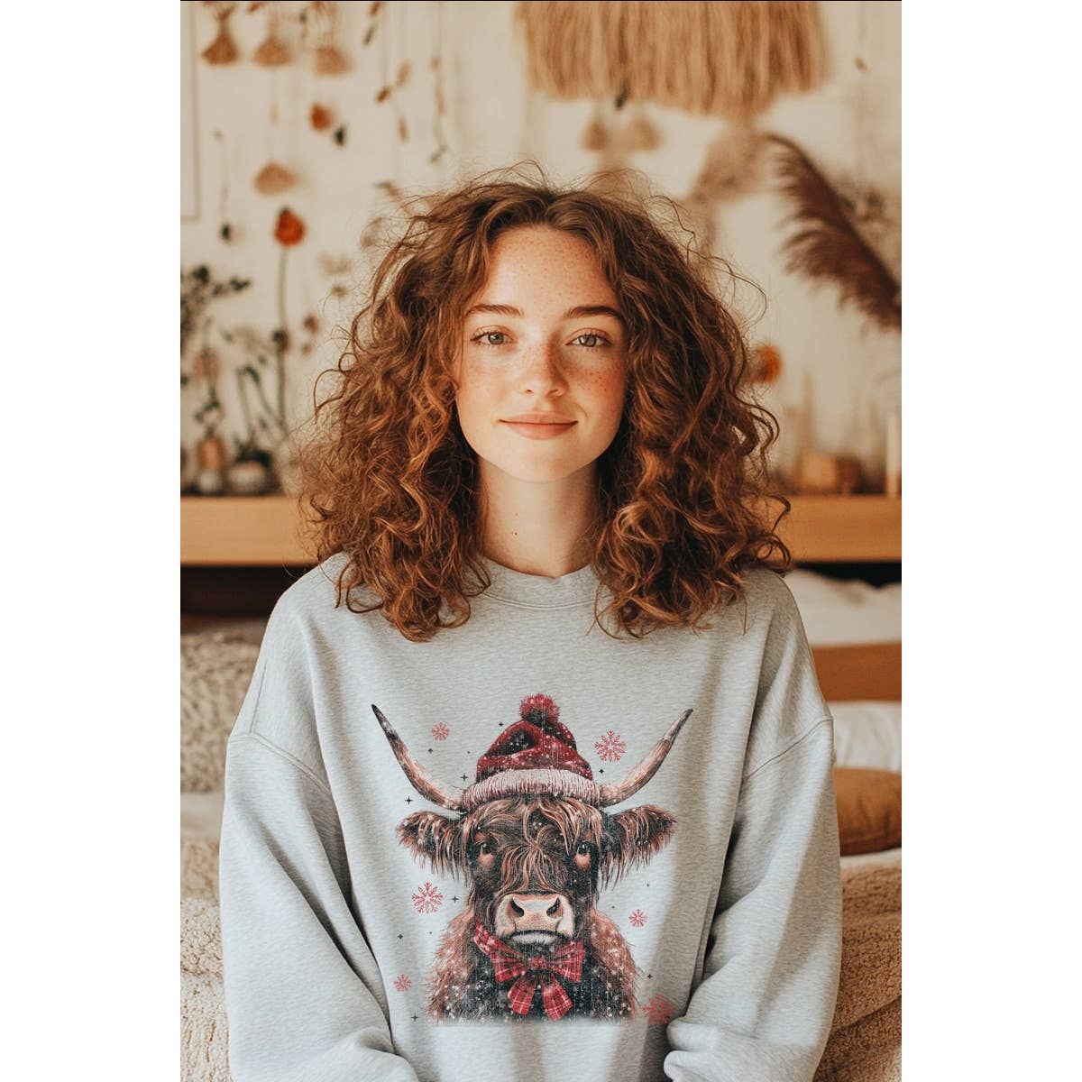 Highland Cow Christmas Vintage Graphic - Adult & Kids T-Shirts, Sweatshirts & Hoodies apparel design preview 1