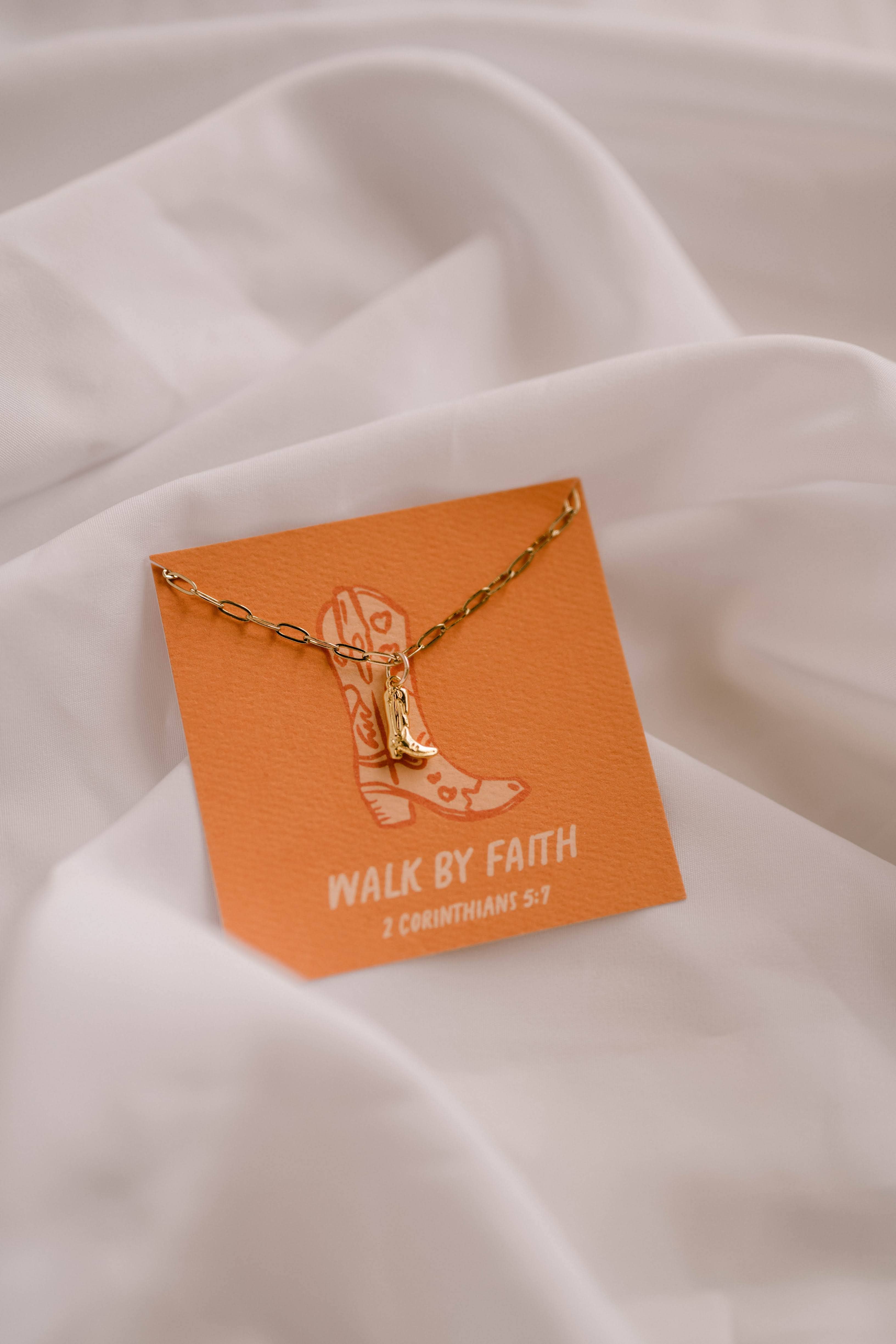 Walk By Faith Charm Necklace I Christian Jewelry - Adult & Kids T-Shirts, Sweatshirts & Hoodies apparel design preview 1